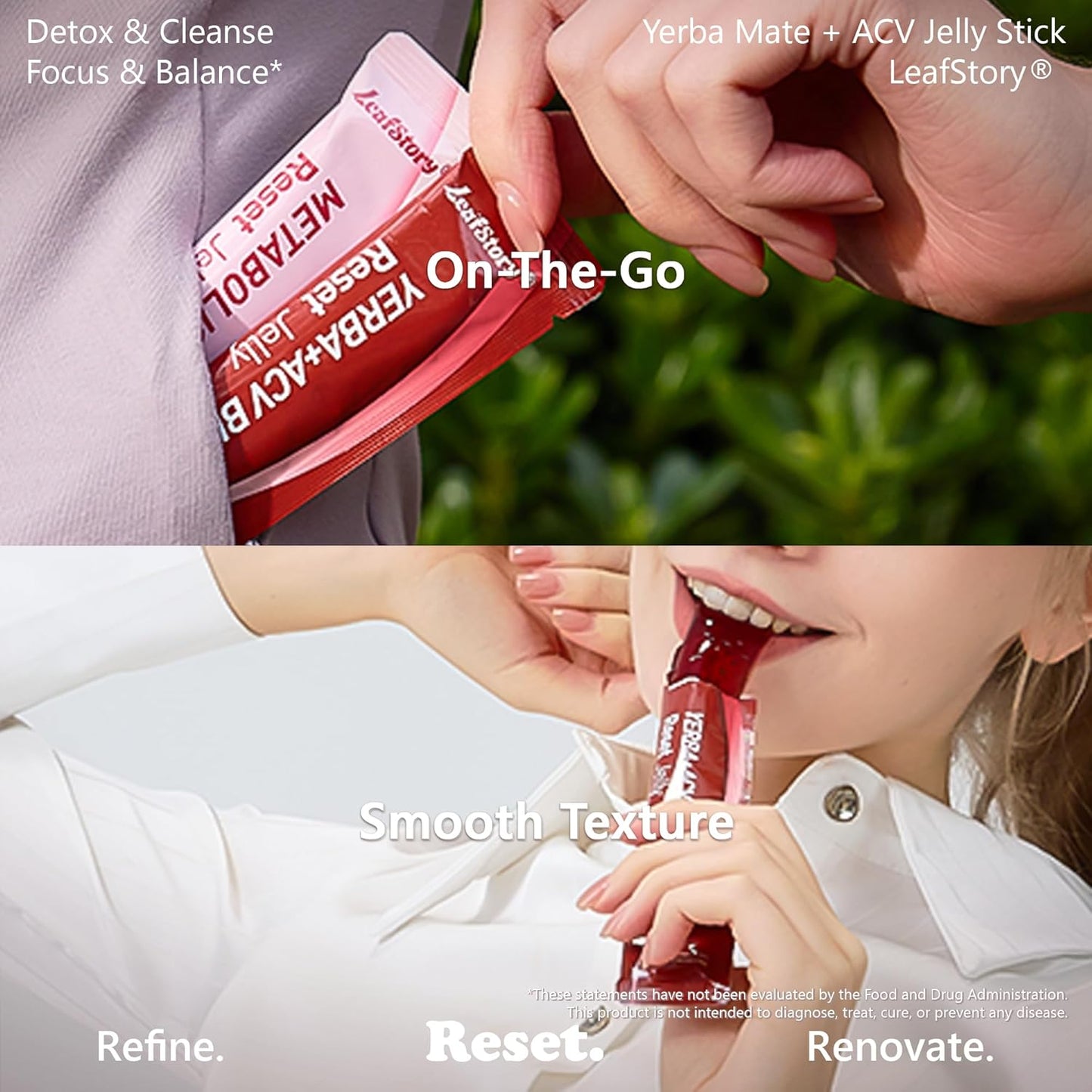 Revitalize Your Health with Our Yerba Mate & ACV Blend Reset Jelly Supplement - 15+2 Sticks for Gut Cleanse, Detox, and Metabolism Support