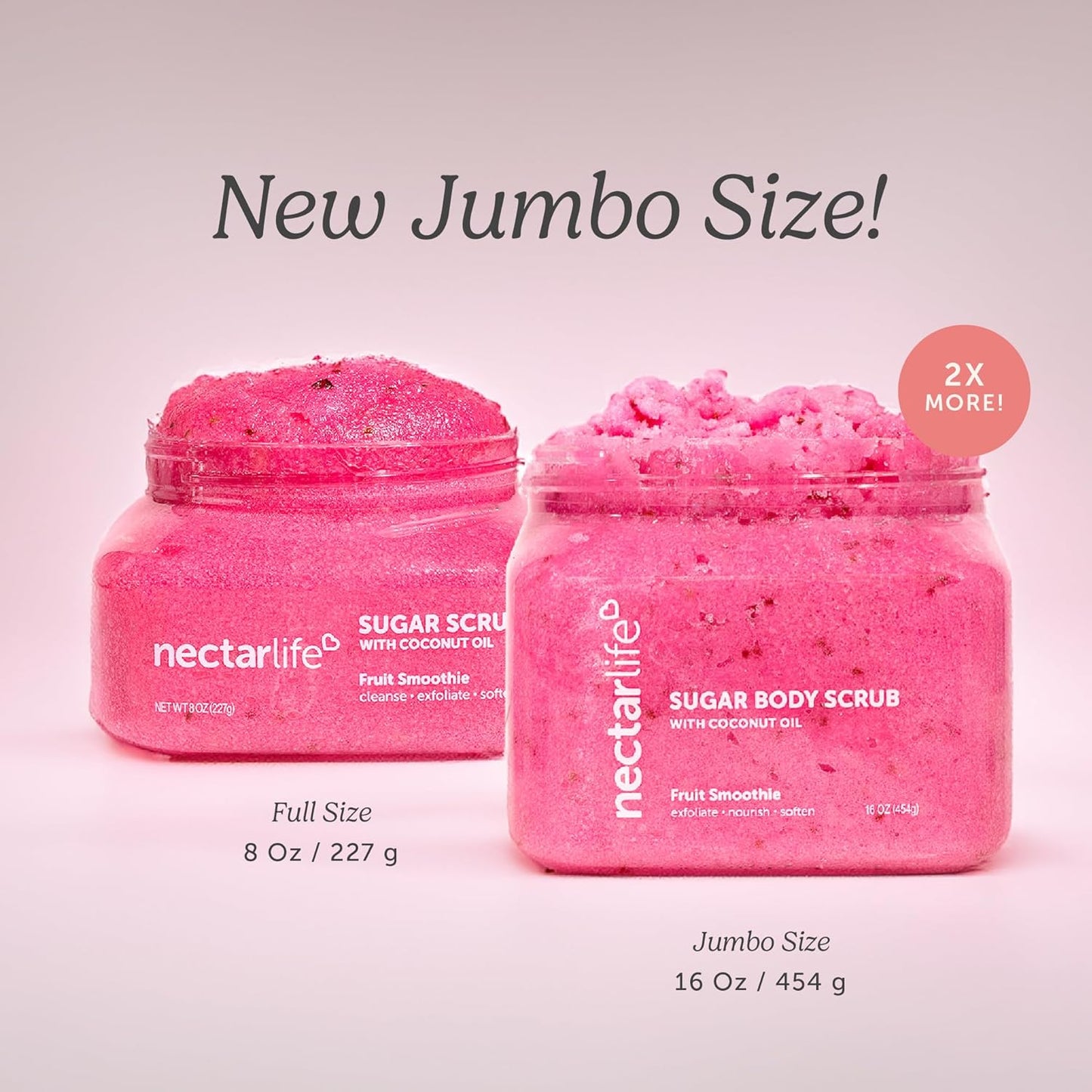 Nectar Life Exfoliating Sugar Scrub - Revitalize Your Skin with Coconut Oil & Shea Butter, Perfect Pre-Shave Exfoliator in Fruit Smoothie Scent (16 Ounce)