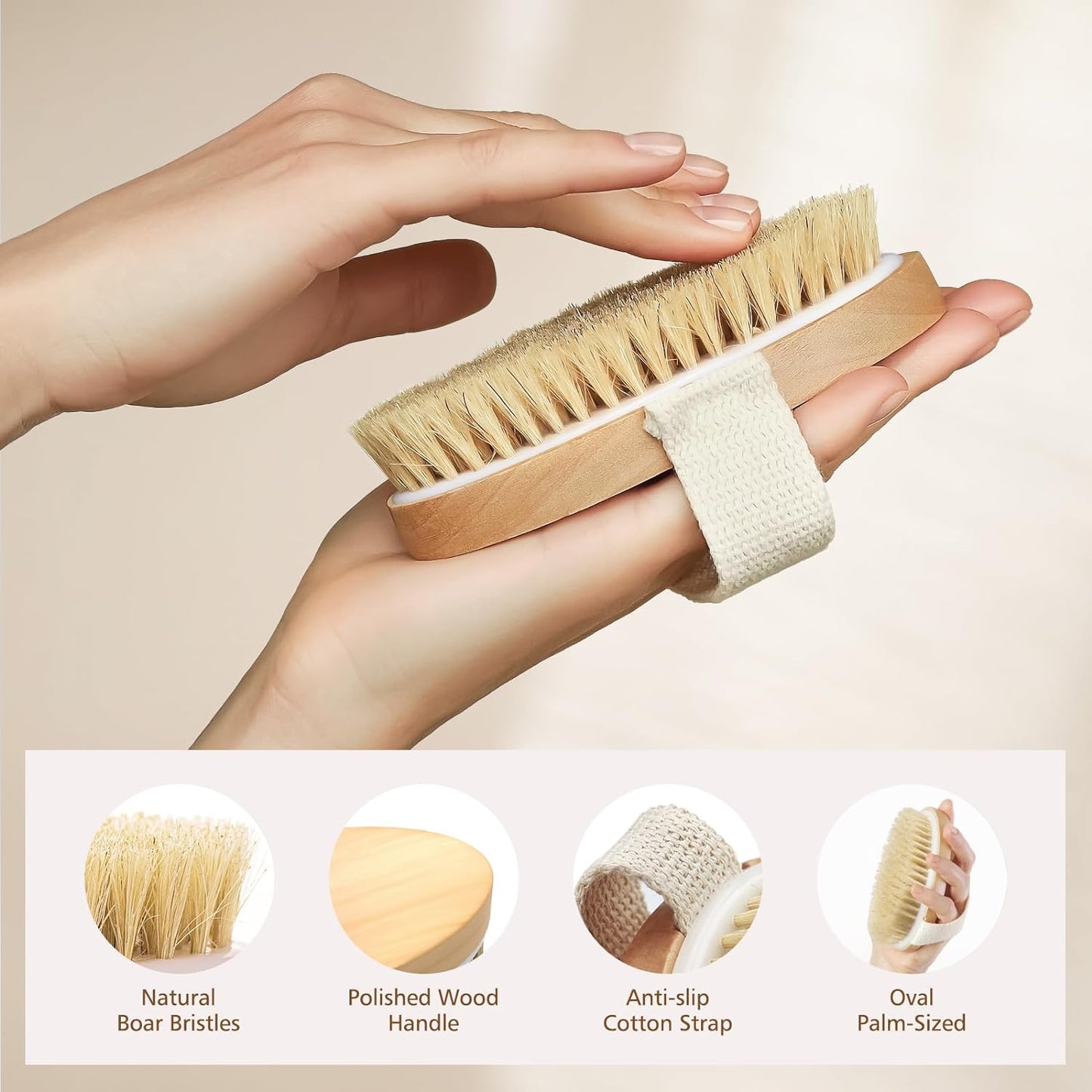Dry Brushing Body Brush, Natural Bristle Dry Skin Exfoliating Brush Body Scrub for Flawless Skin, Cellulite Reduction, Lymphatic Drainage and Blood Circulation Improvement