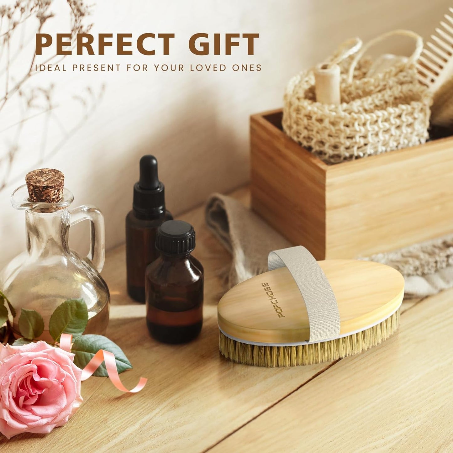 Dry Brushing Body Brush, Natural Bristle Dry Skin Exfoliating Brush Body Scrub for Flawless Skin, Cellulite Reduction, Lymphatic Drainage and Blood Circulation Improvement