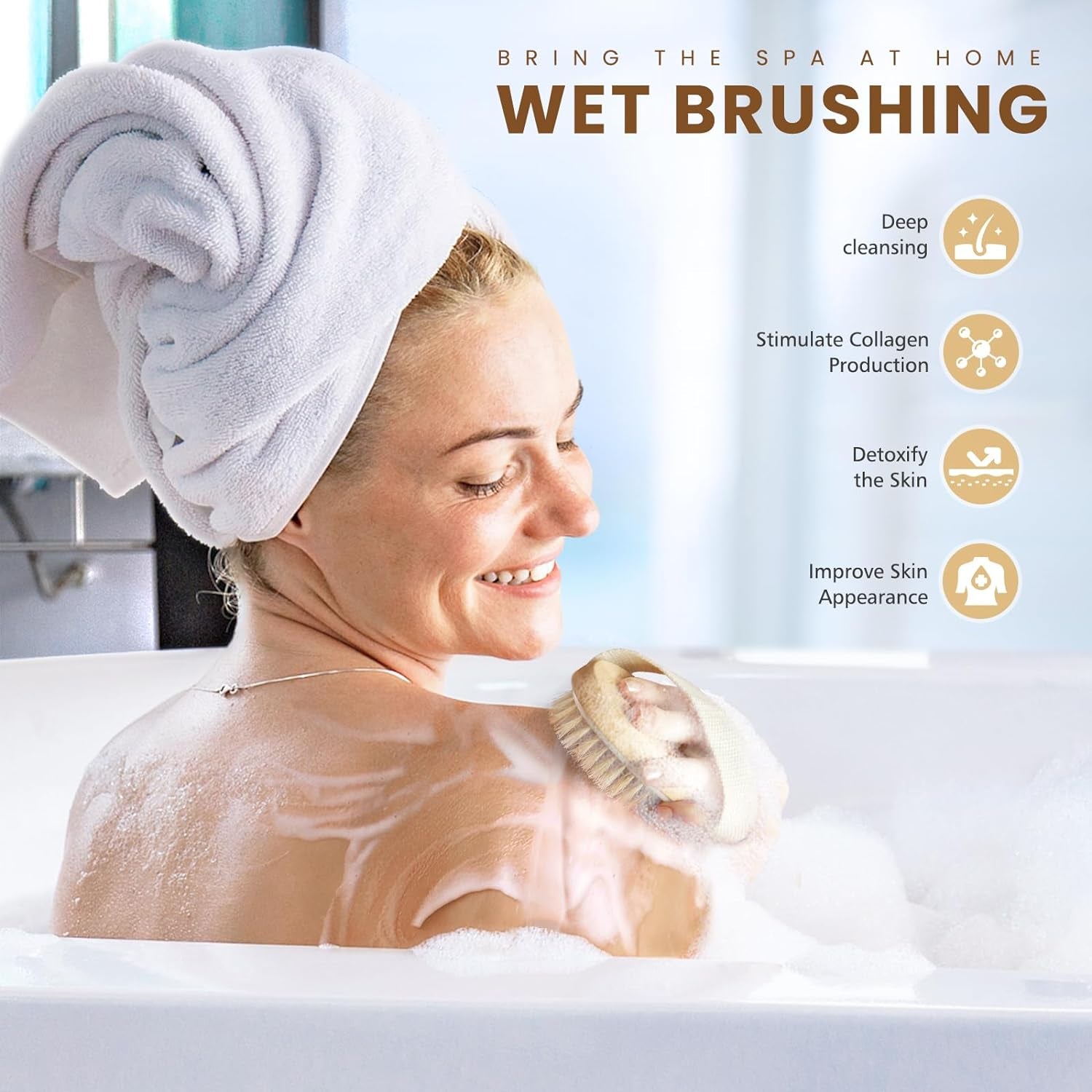 Dry Brushing Body Brush, Natural Bristle Dry Skin Exfoliating Brush Body Scrub for Flawless Skin, Cellulite Reduction, Lymphatic Drainage and Blood Circulation Improvement