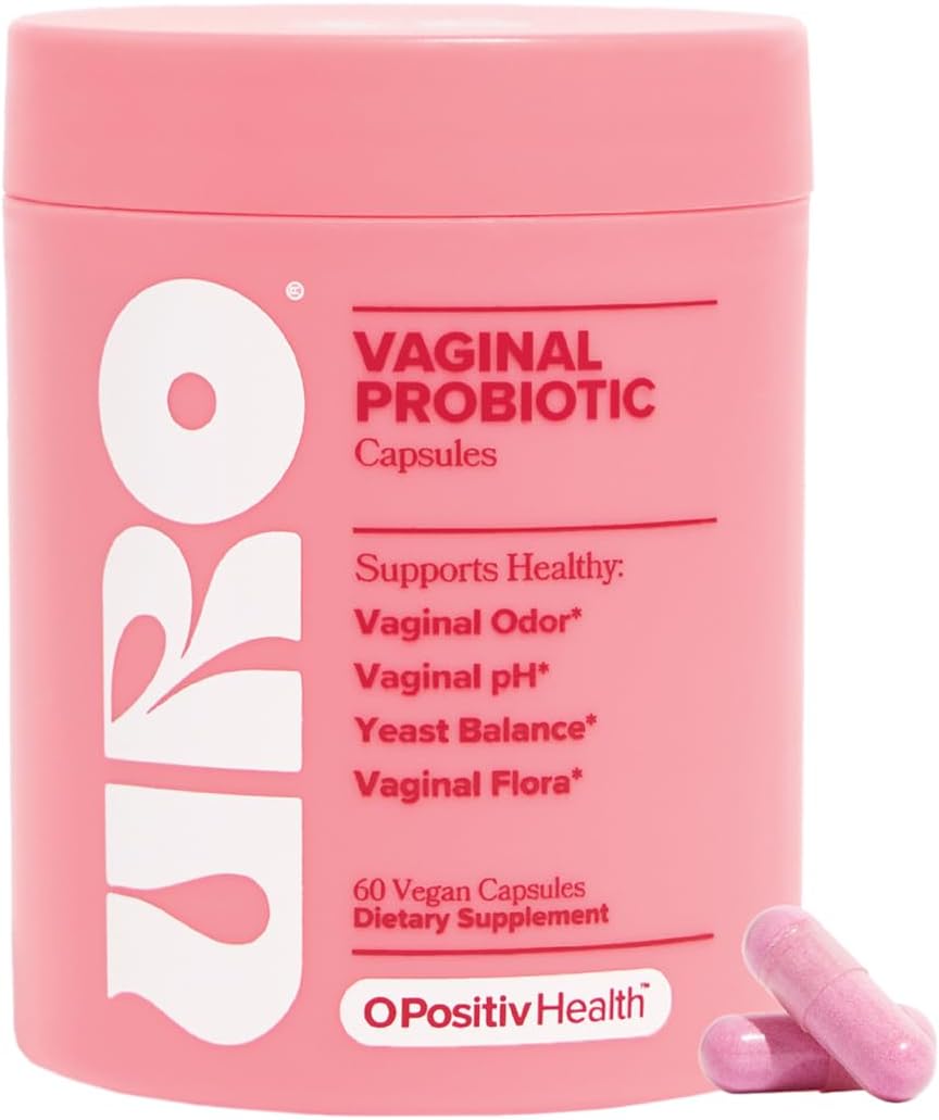 URO Women's Vaginal Probiotics with Prebiotics and Lactobacillus Blend - Supplement for Vaginal Health, pH Balance, and Flora Support - 60 Capsules (Pack of 2)