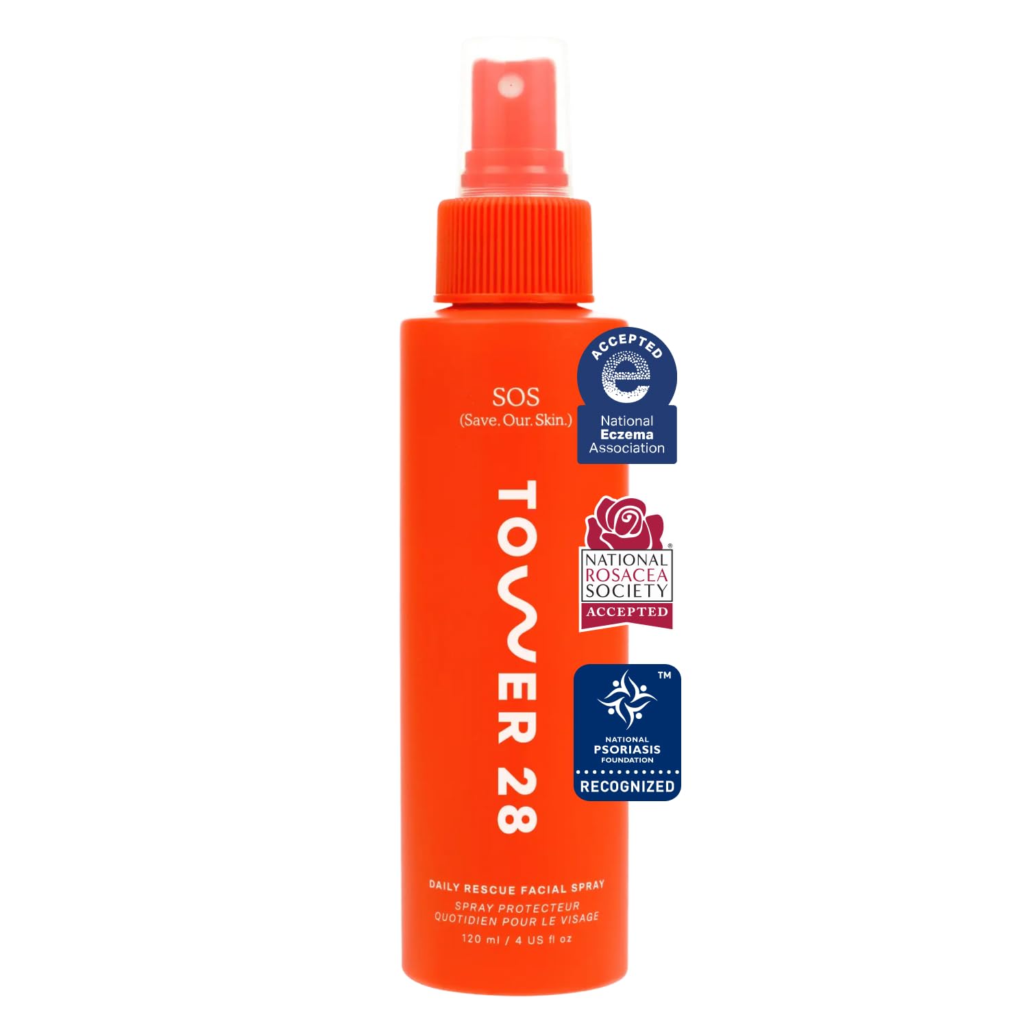 SOS Daily Rescue Facial Spray - Hypochlorous Acid Spray to Help Reduce Redness, Calm Irritation + Alleviate Flare-Ups - Soothing + Purifying Face Toner - Everyday Skin Care Essential (4 Oz)