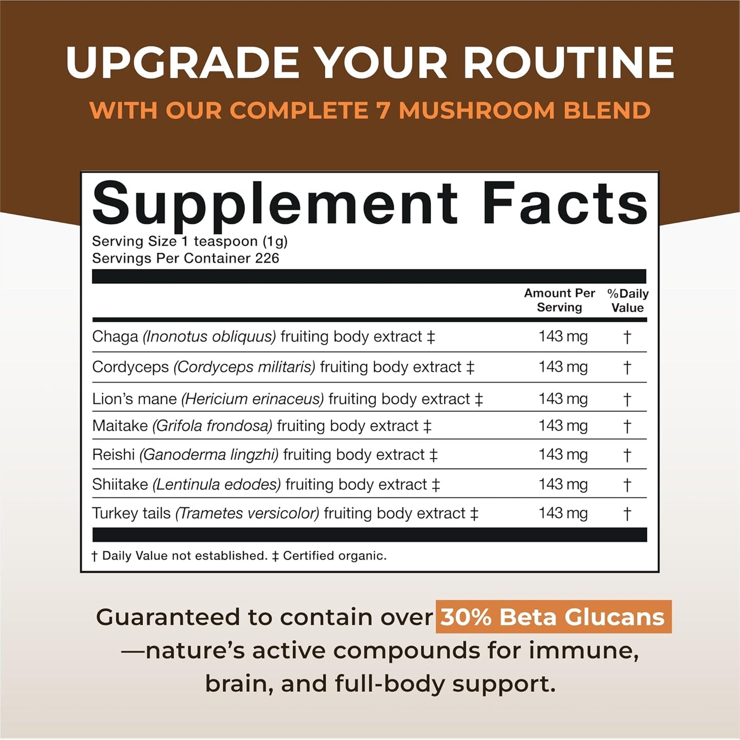 Sacred 7 Mushroom Powder Supplement - 7-in-1 Blend (7 Month Supply) | Immune Support, Cognitive Enhancement, and Energy Boost | Coffee Additive | Organic 100% Fruiting Body Extract of Lion's Mane, Reishi, and Chaga