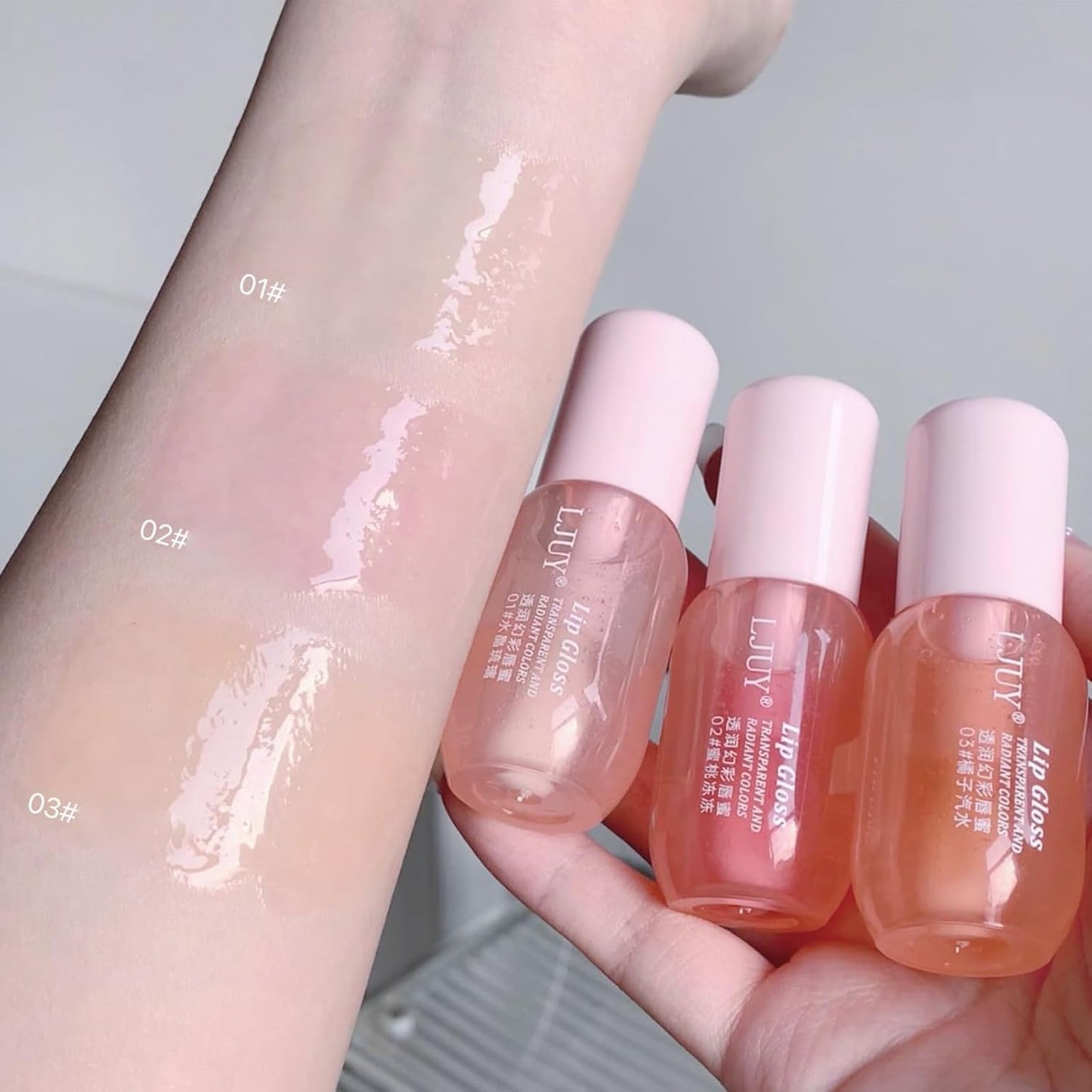 3-Piece Mint Flavor Hydrating Lip Oil Set - Glossy and Moisturizing Transparent Lip Primer for Women and Girls