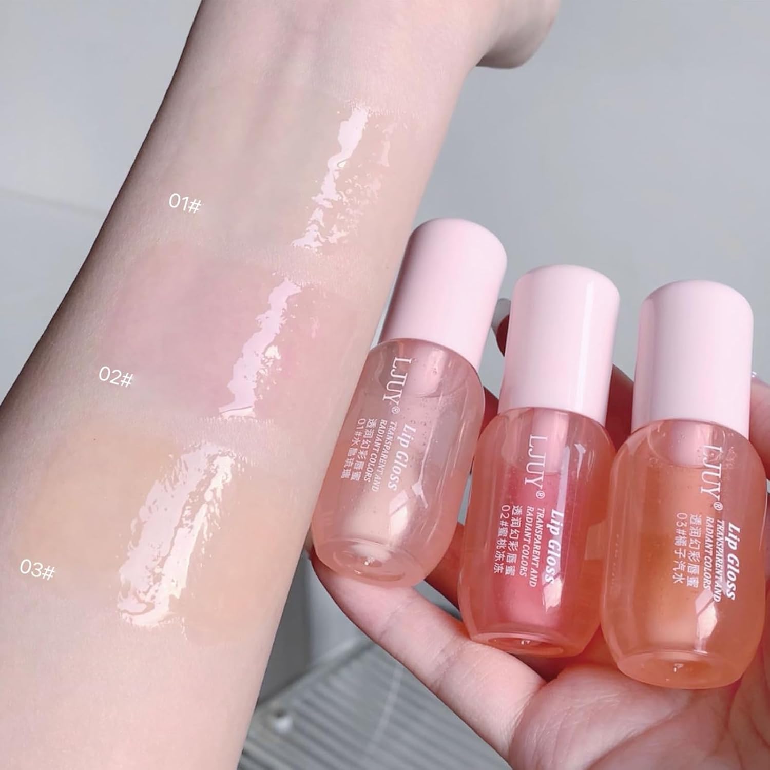 3-Piece Mint Flavor Hydrating Lip Oil Set - Glossy and Moisturizing Transparent Lip Primer for Women and Girls