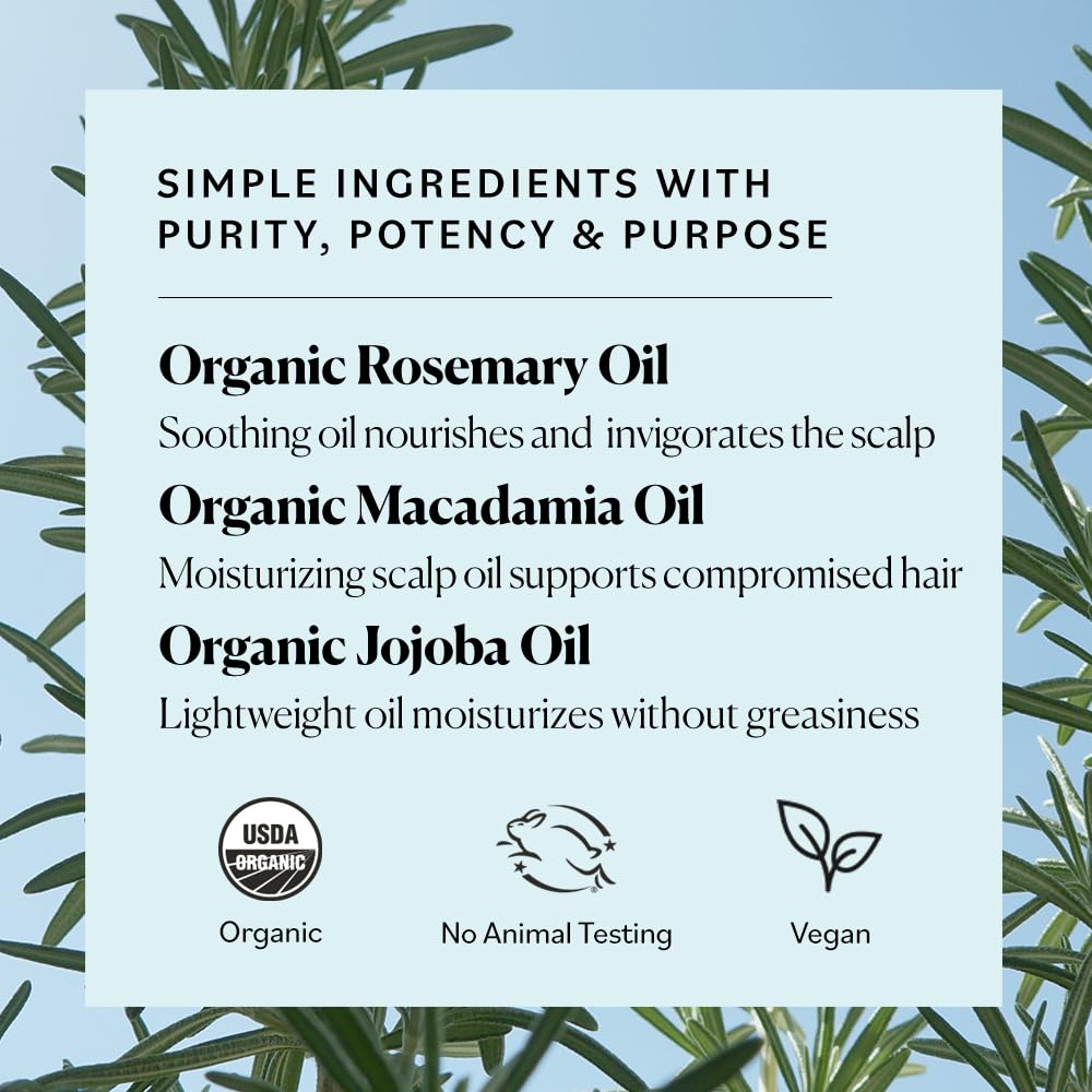 Revitalize Your Hair with Organic Rosemary Oil - Powerful Hair Growth Serum Infused with Macadamia, Jojoba & Essential Oils - 2 Fl Oz of Natural Beauty