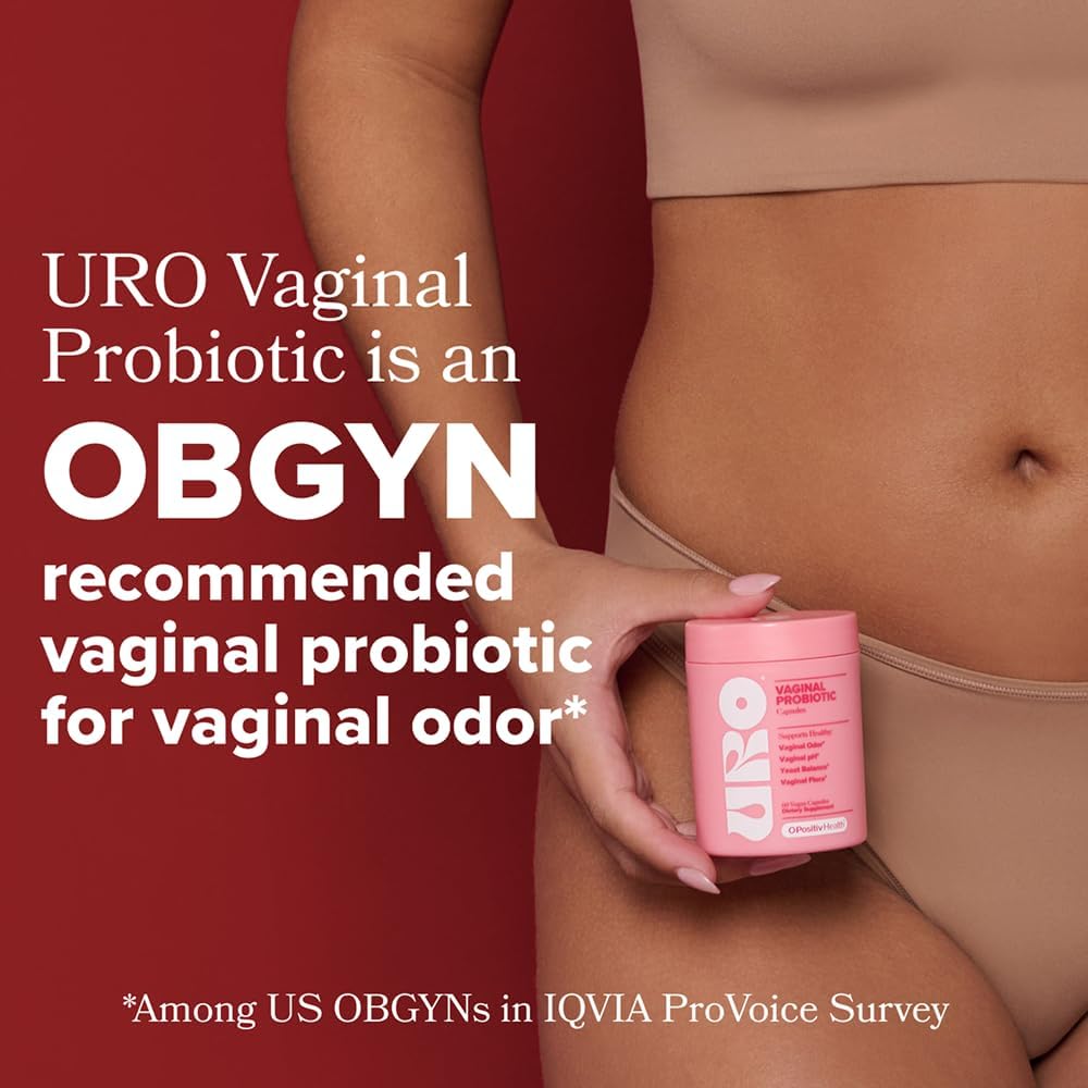 URO Women's Vaginal Probiotics with Prebiotics and Lactobacillus Blend - Supplement for Vaginal Health, pH Balance, and Flora Support - 60 Capsules (Pack of 2)