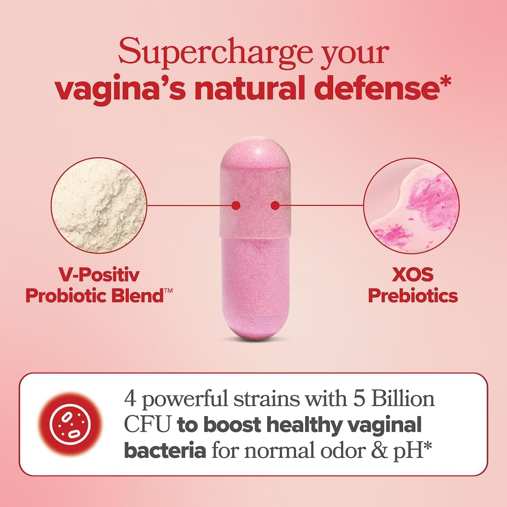 URO Women's Vaginal Probiotics with Prebiotics and Lactobacillus Blend - Supplement for Vaginal Health, pH Balance, and Flora Support - 60 Capsules (Pack of 2)