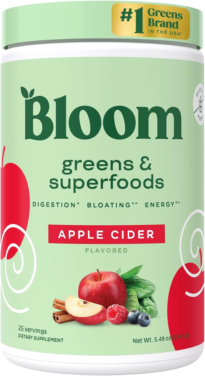 Greens and Superfoods Powder for Digestive Wellness with Digestive Enzymes, Probiotics, Spirulina, and Chlorella - Strawberry Kiwi Flavor, 30 Servings