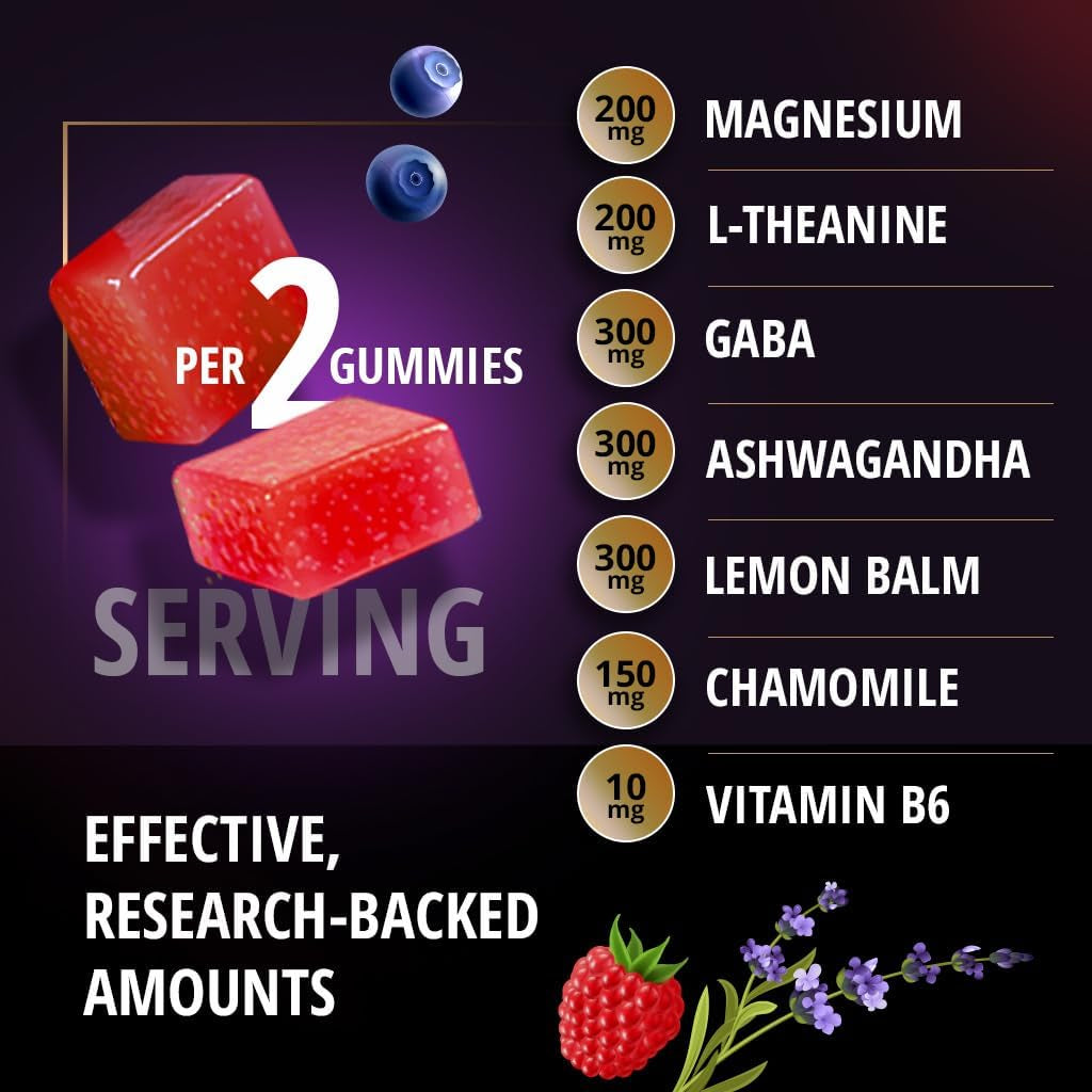 Zen-7 Calm & Focus Gummies - Sugar-Free Stress Relief with Ashwagandha & L-Theanine - 60 Delicious Vegan Gummies for Daily Calm and Clarity