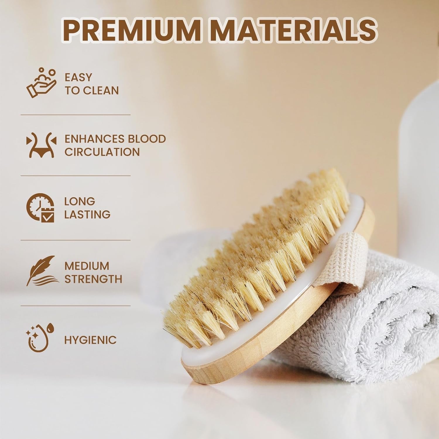 Dry Brushing Body Brush, Natural Bristle Dry Skin Exfoliating Brush Body Scrub for Flawless Skin, Cellulite Reduction, Lymphatic Drainage and Blood Circulation Improvement