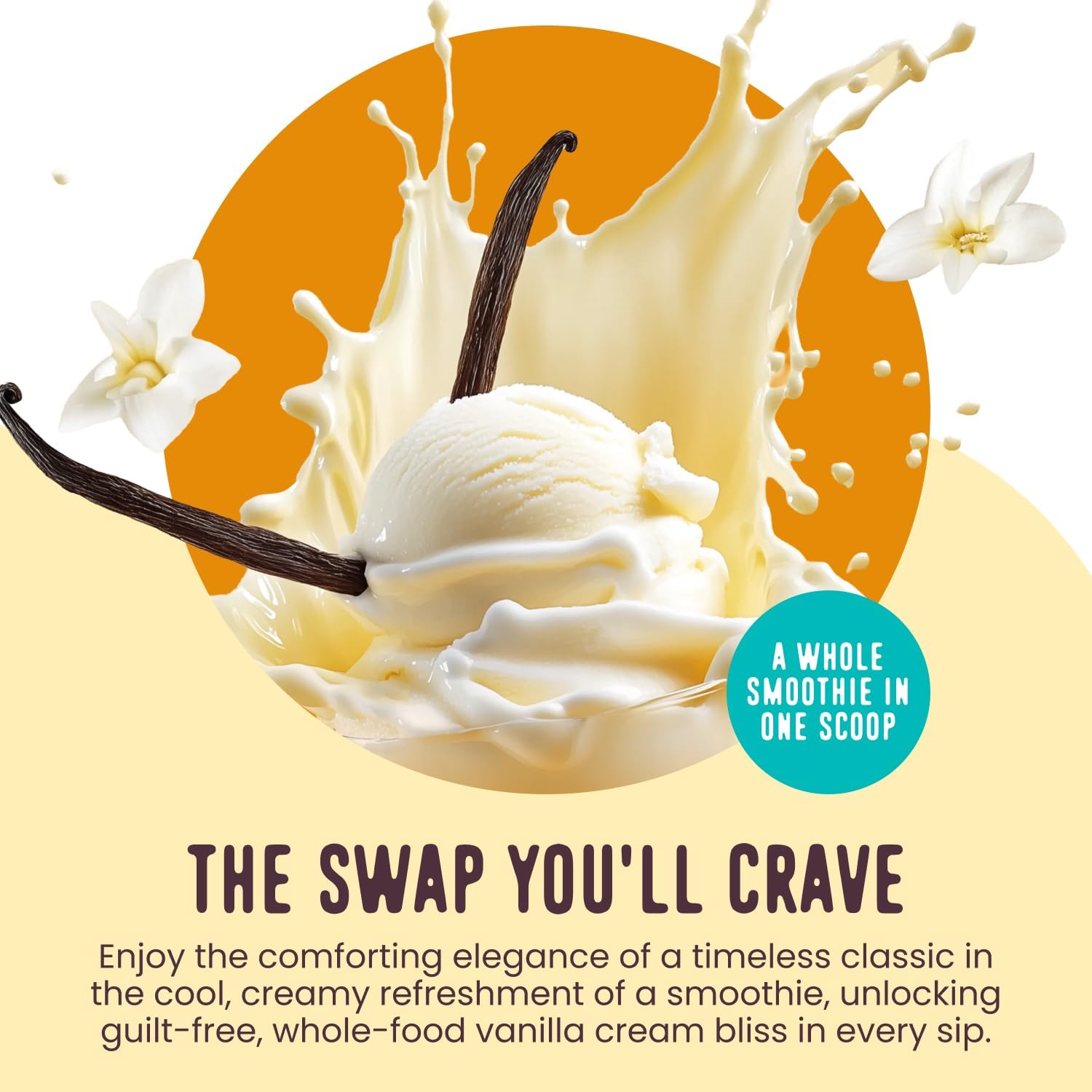 Vanilla Protein Shake Powder with Collagen Peptides, Reishi & Cordyceps Mushrooms - Focus, Skin, Hair & Joint Support - 100% Grass Fed Whey All in One Smoothie, 20 Servings