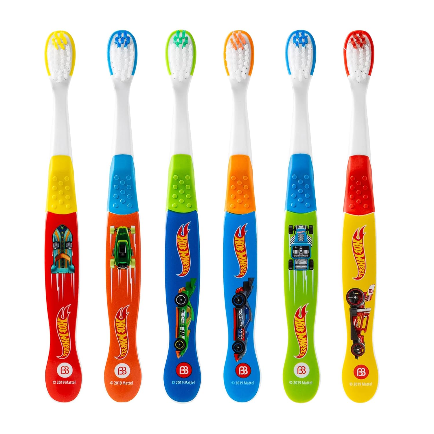 Hot Wheels Kids Toothbrush Set, Soft Bristles for Toddlers Ages 2-4, Pack of 6