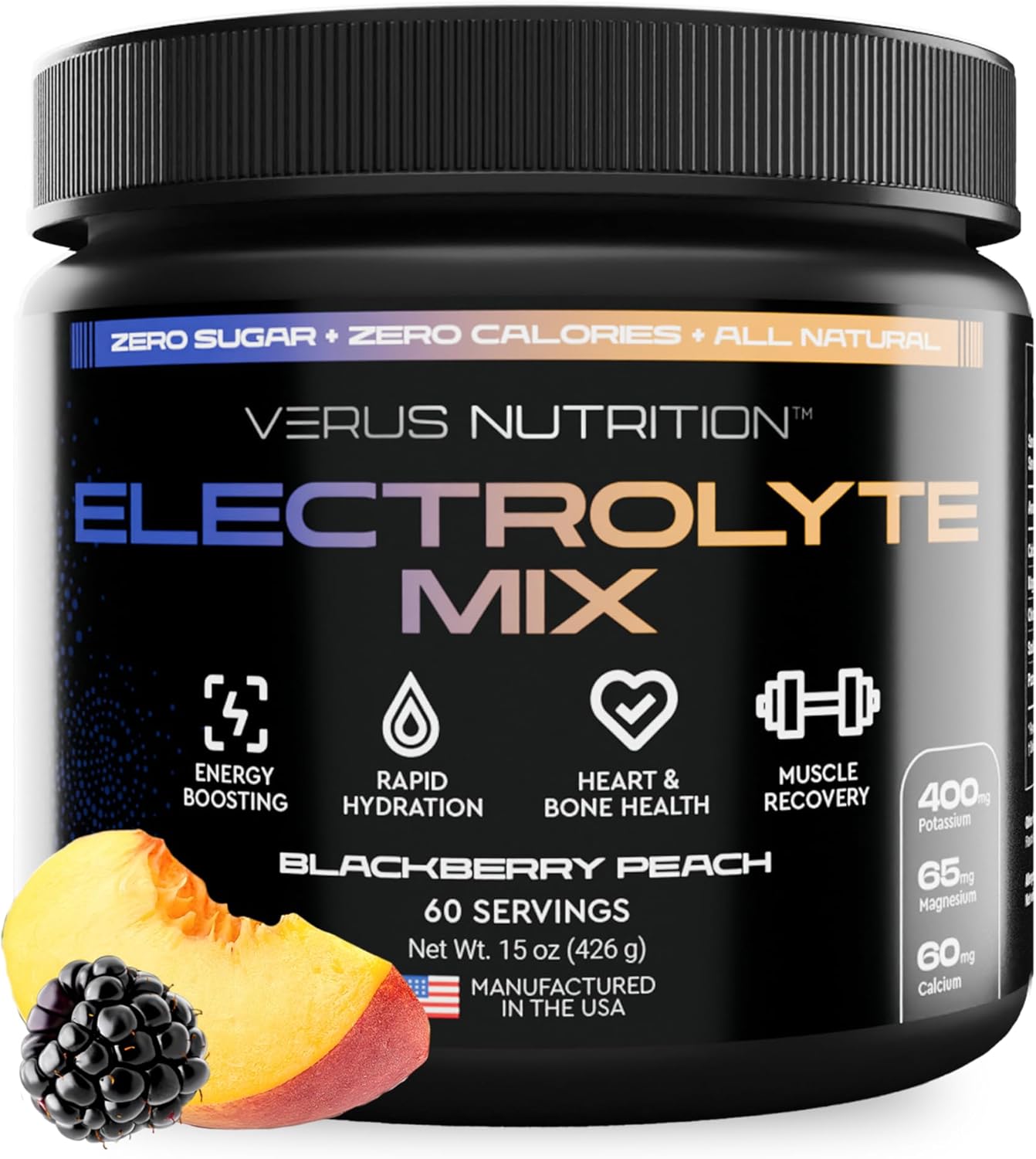 Sugar-Free Electrolyte Powder - Zero Calorie Hydration Mix for Fasting, Keto, and Vegan Diets | Natural Ingredients, 60 Servings