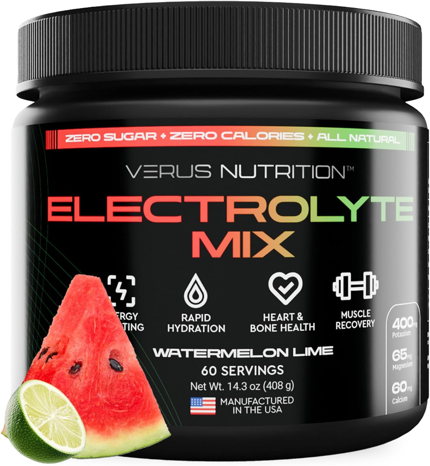 Sugar-Free Electrolyte Powder - Zero Calorie Hydration Mix for Fasting, Keto, and Vegan Diets | Natural Ingredients, 60 Servings