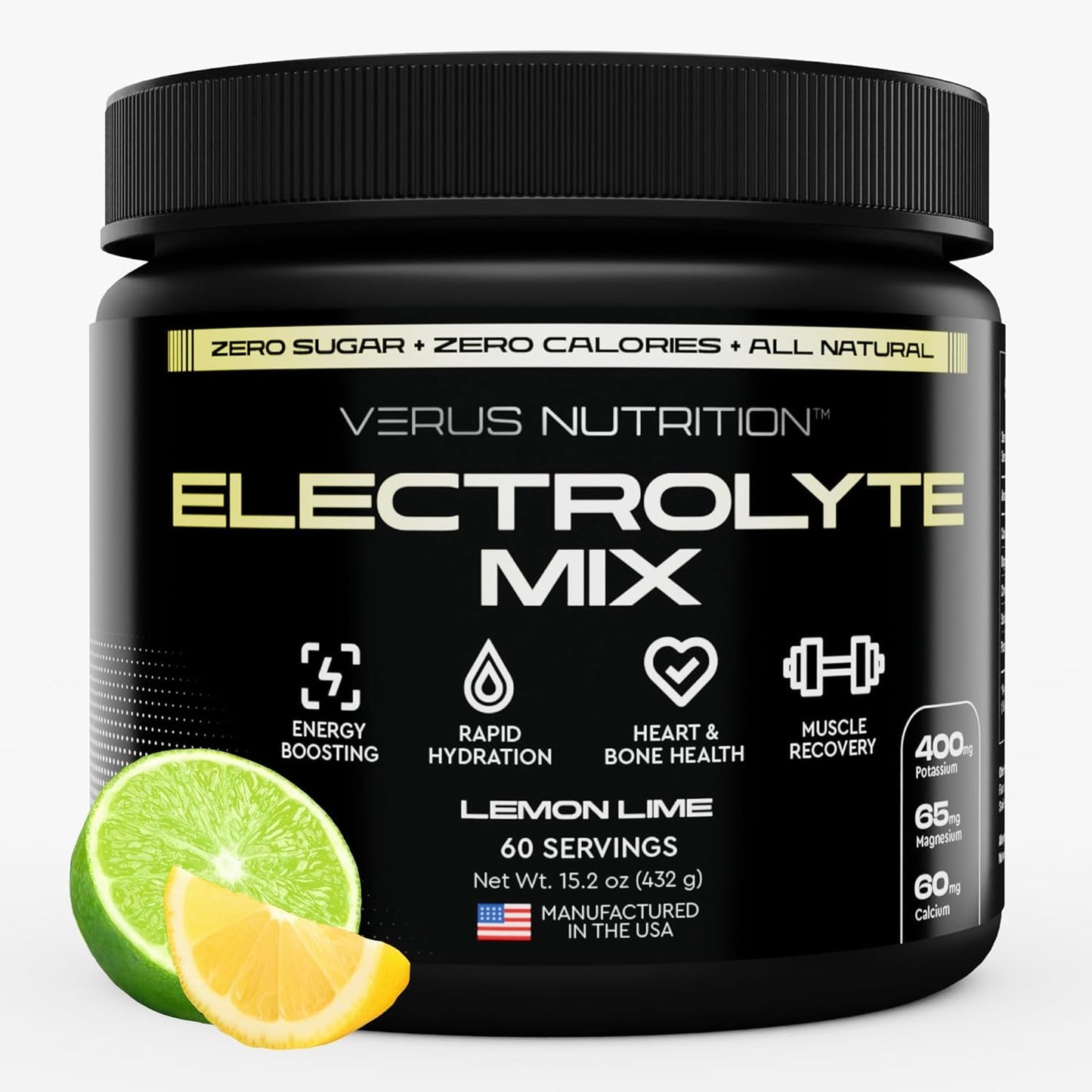 Sugar-Free Electrolyte Powder - Zero Calorie Hydration Mix for Fasting, Keto, and Vegan Diets | Natural Ingredients, 60 Servings