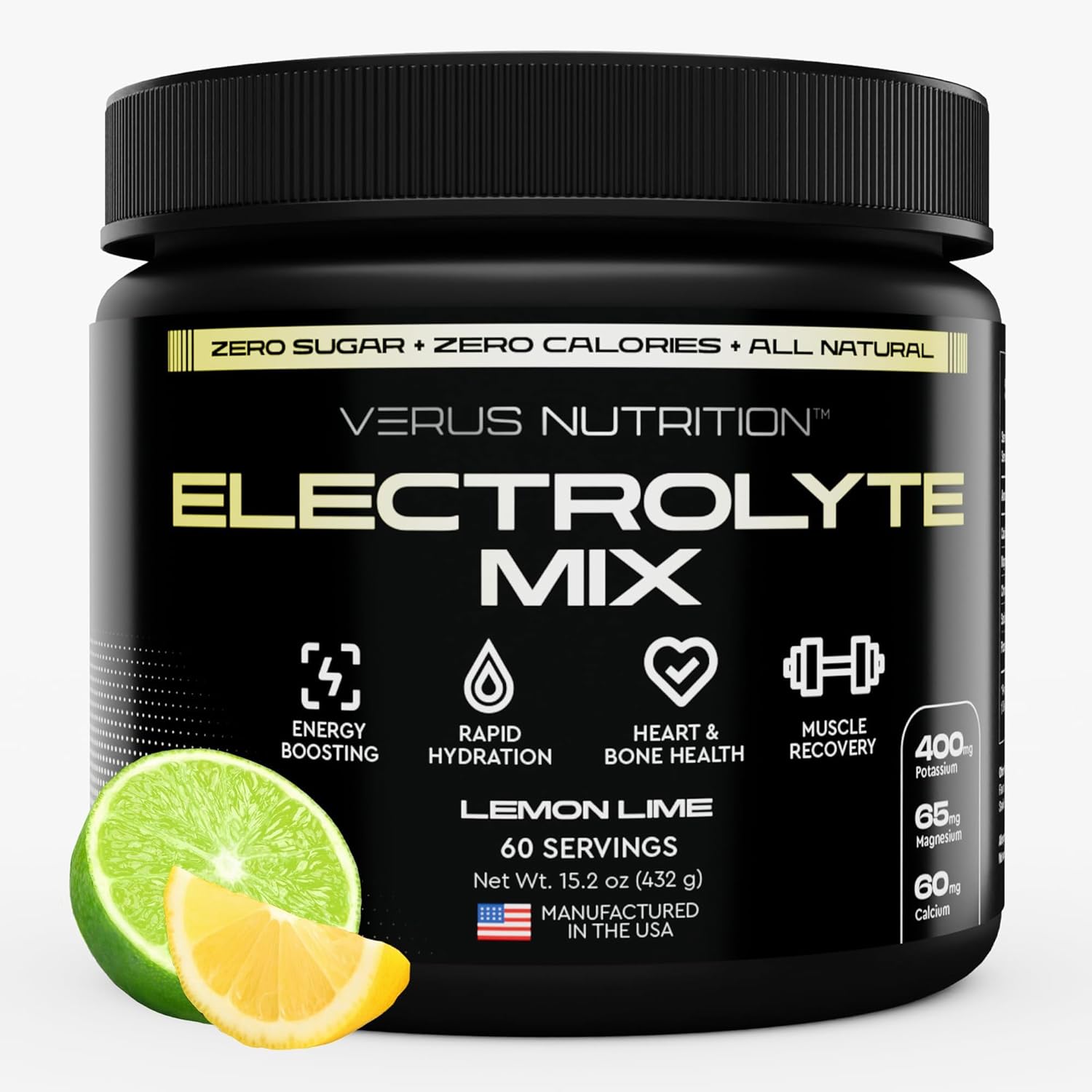 Sugar-Free Electrolyte Powder - Zero Calorie Hydration Mix for Fasting, Keto, and Vegan Diets | Natural Ingredients, 60 Servings