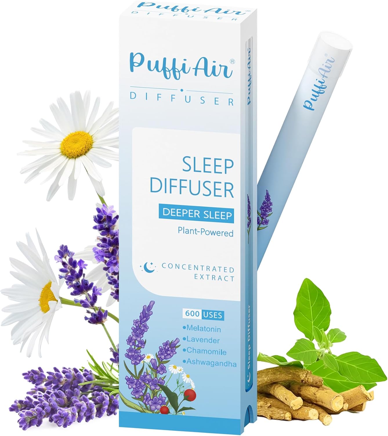 Herbal Diffuser Pen for Lung Health - Mullein, Thyme & Mint Blend for Enhanced Breathing, 600 Uses, Single Pack