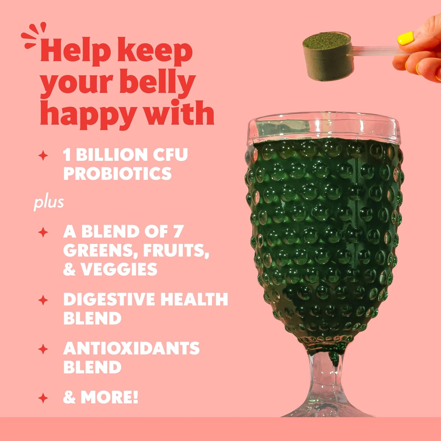 Sweet Greens and Superfoods Powder for Digestive Health, Greens Powder, Digestive Enzymes, Probiotics, Spirulina, Chlorella, Peach Hibiscus, 30 Servings