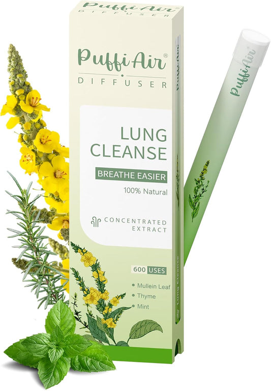 Herbal Diffuser Pen for Lung Health - Mullein, Thyme & Mint Blend for Enhanced Breathing, 600 Uses, Single Pack