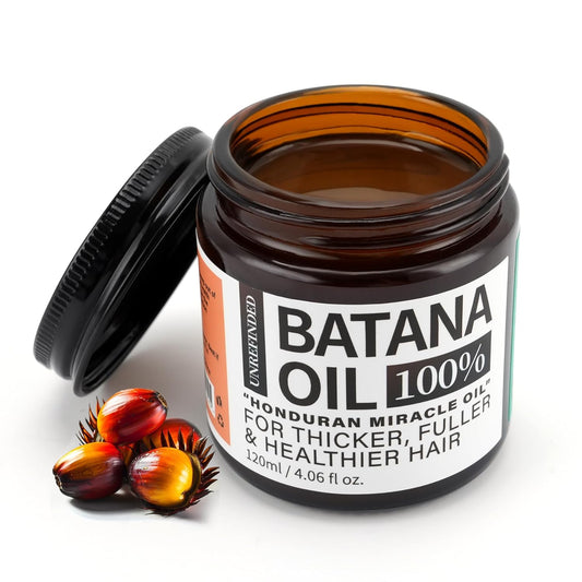 Batana Oil for Hair Growth - 100% Natural, Unrefined, and Organic from Honduras, 4.06 Ounce Jar for Frizz Control, Split End Repair, Texture Enhancement, and Shine.