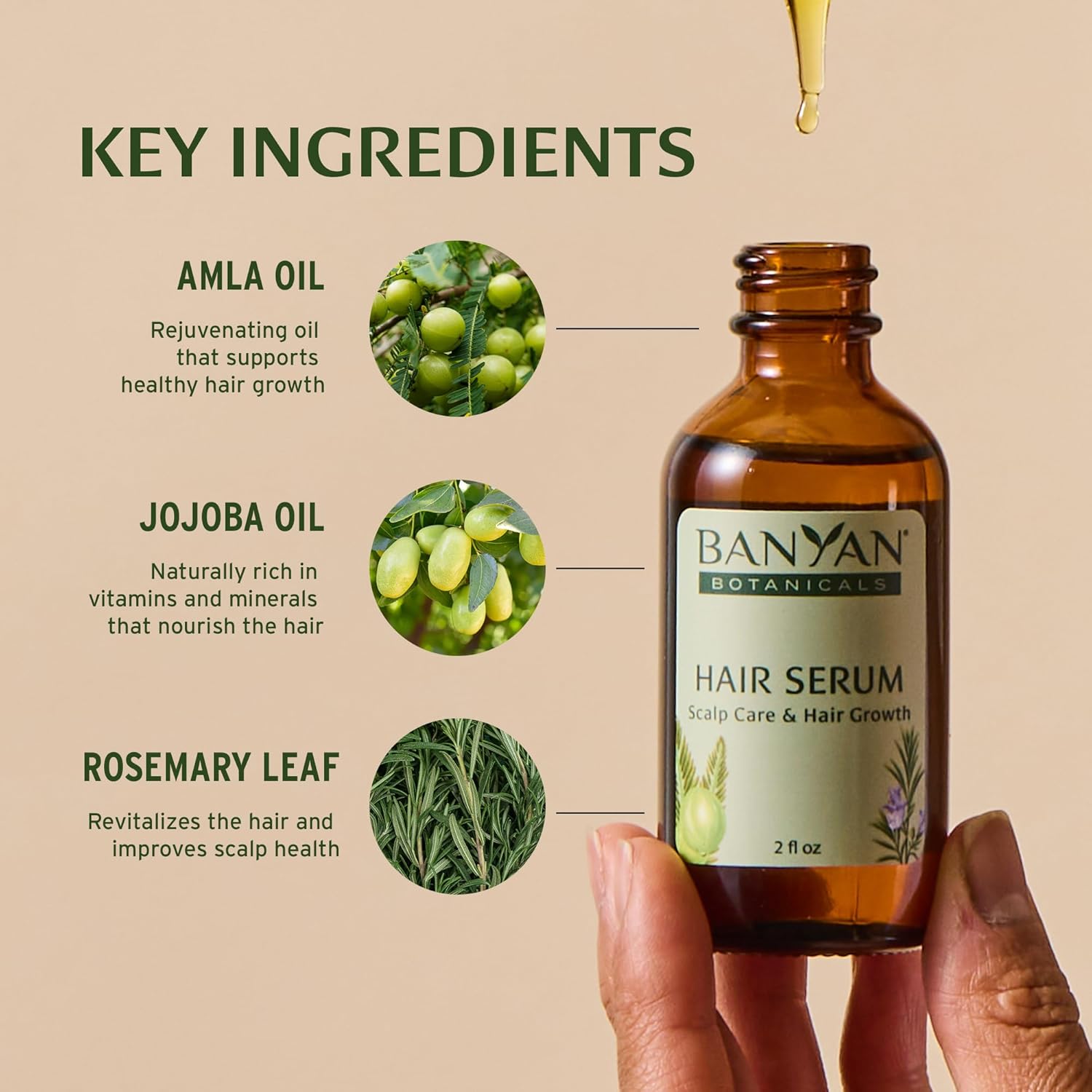 Revitalize Your Hair with Our Ayurvedic Herbal Oil Serum – Nourishing Scalp Care & Promoting Healthy Growth with Organic Amla, Rosemary & Castor Oil – 2 Fl Oz – Vegan & Sustainably Sourced