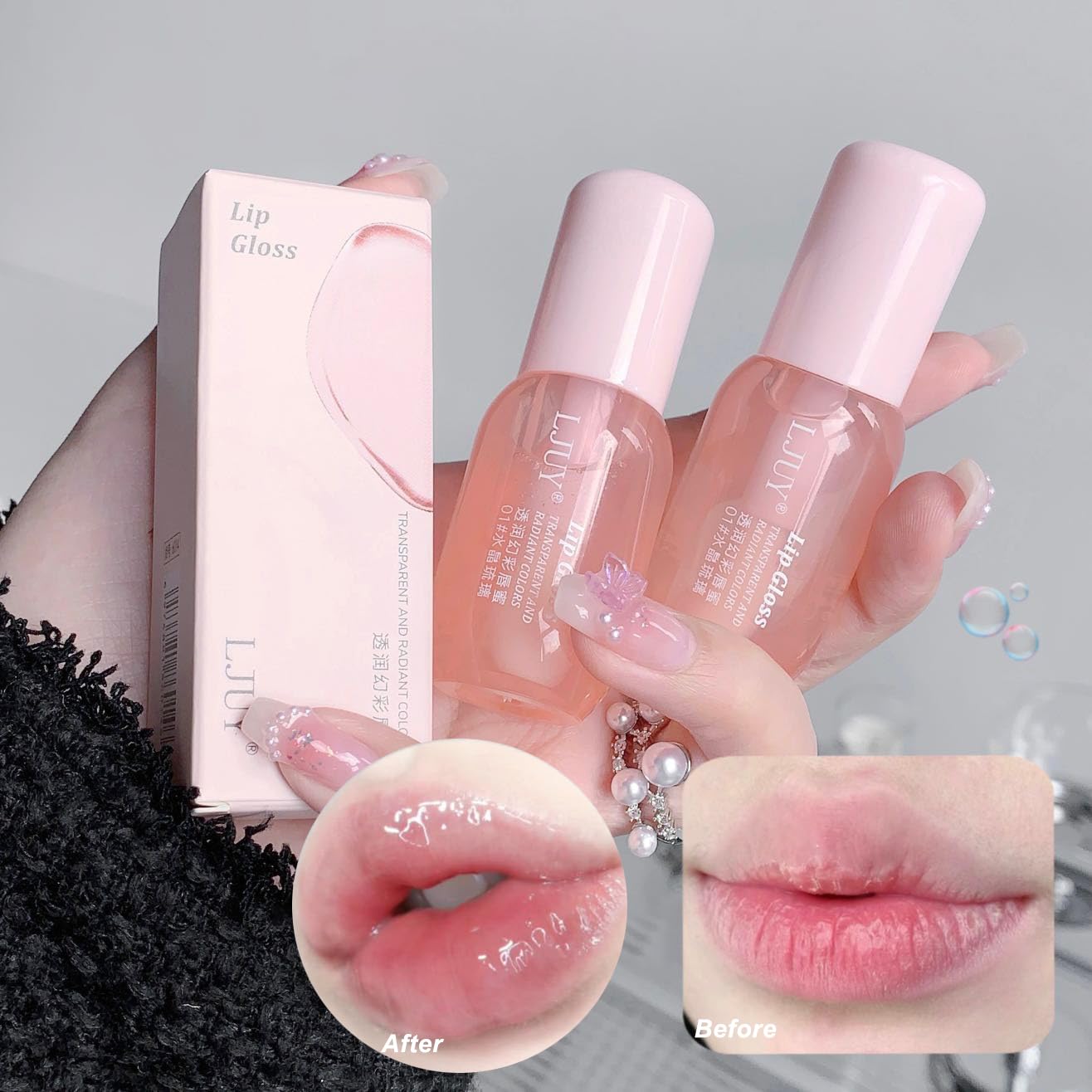 3-Piece Mint Flavor Hydrating Lip Oil Set - Glossy and Moisturizing Transparent Lip Primer for Women and Girls