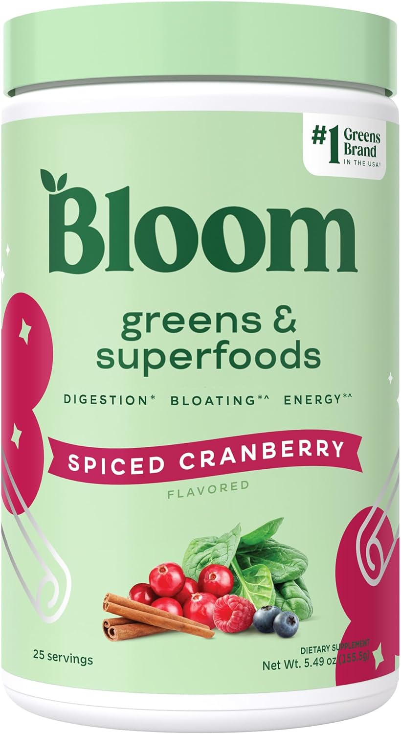 Greens and Superfoods Powder for Digestive Wellness with Digestive Enzymes, Probiotics, Spirulina, and Chlorella - Strawberry Kiwi Flavor, 30 Servings