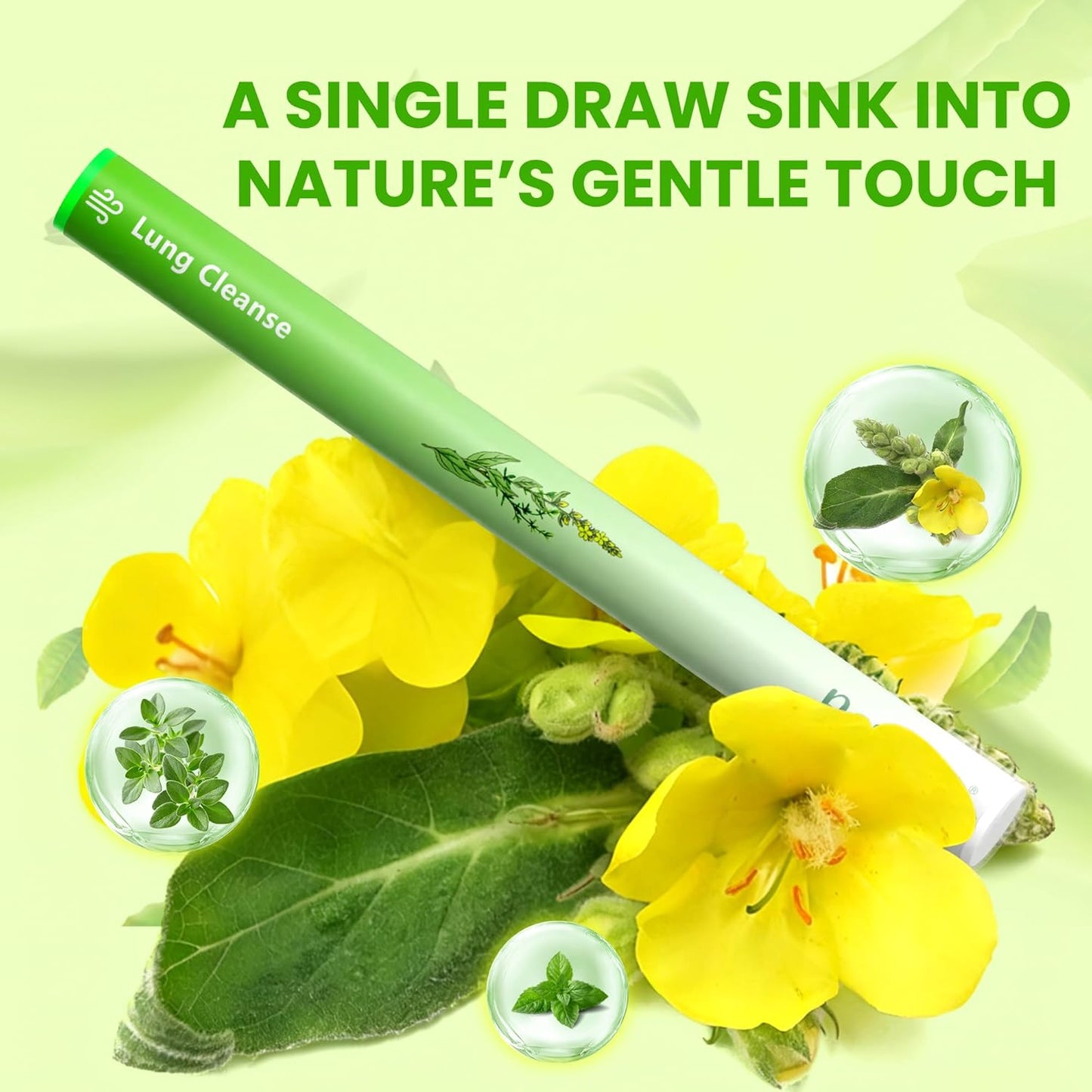 Herbal Diffuser Pen for Lung Health - Mullein, Thyme & Mint Blend for Enhanced Breathing, 600 Uses, Single Pack