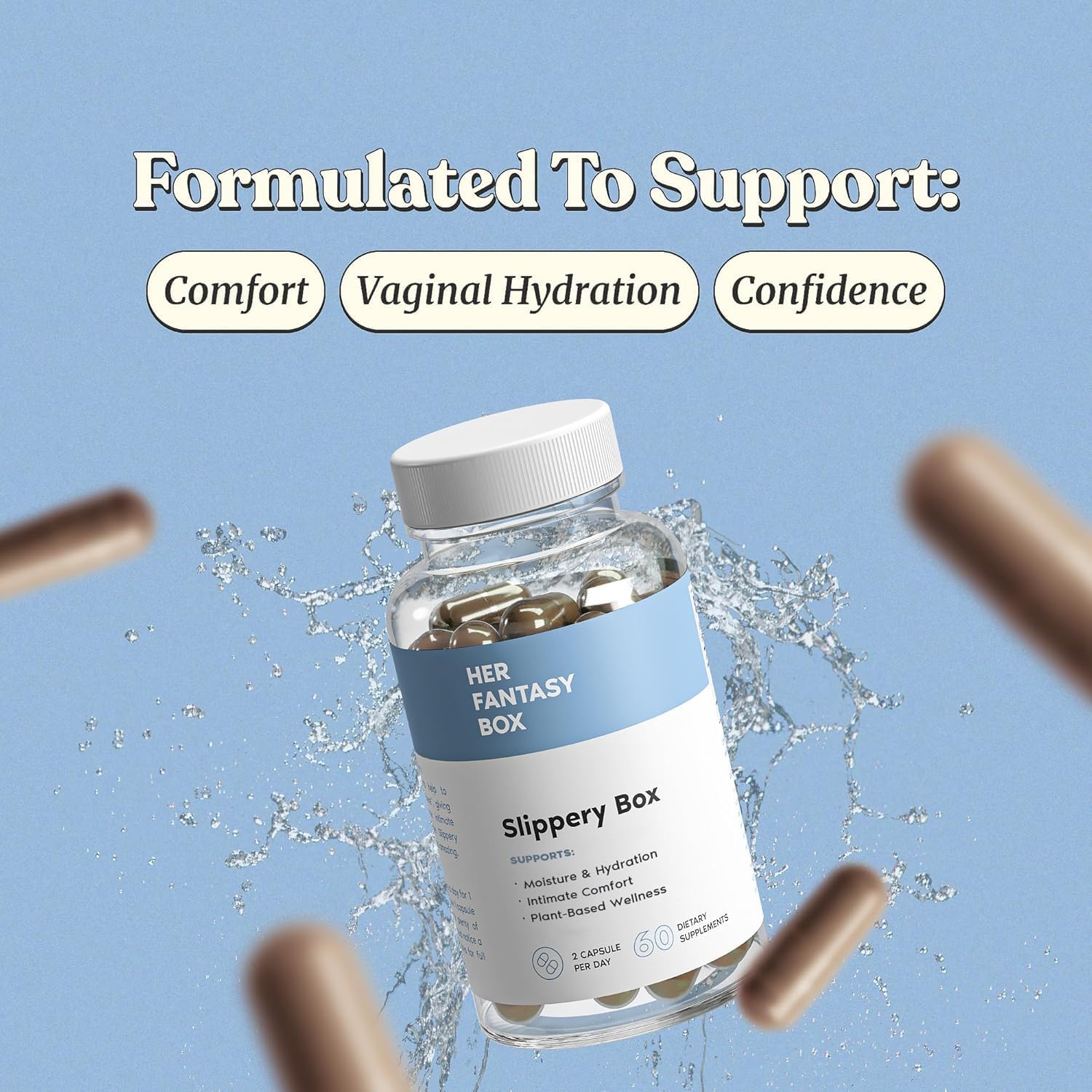 Slippery Elm Capsules for Feminine Wellness and Intimate Moisture Support – 60 Vegan Capsules