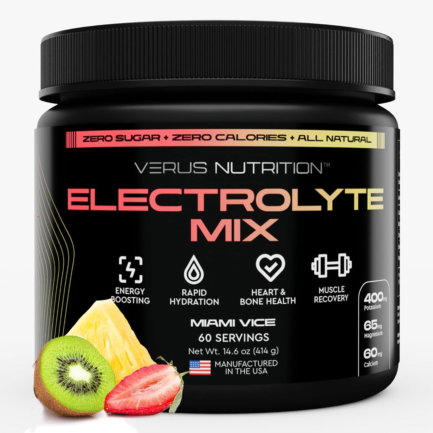 Sugar-Free Electrolyte Powder - Zero Calorie Hydration Mix for Fasting, Keto, and Vegan Diets | Natural Ingredients, 60 Servings