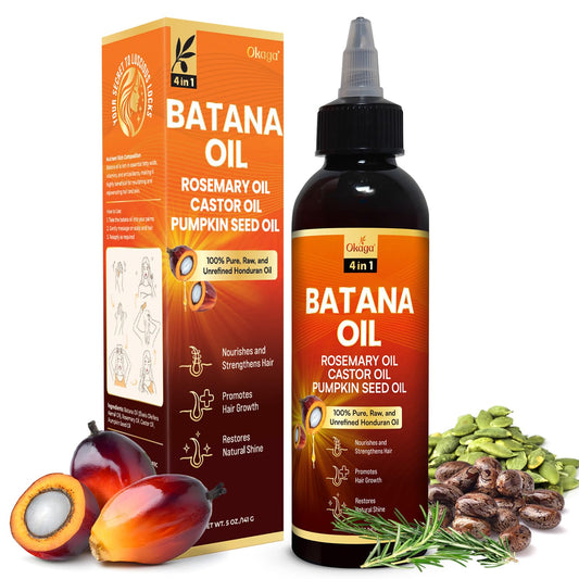 Batana Oil for Hair Growth with Rosemary, Castor, and Pumpkin Seed Oils - 100% Pure Unrefined Honduran Formula for Strengthening and Nourishing Scalp and Hair (5oz)
