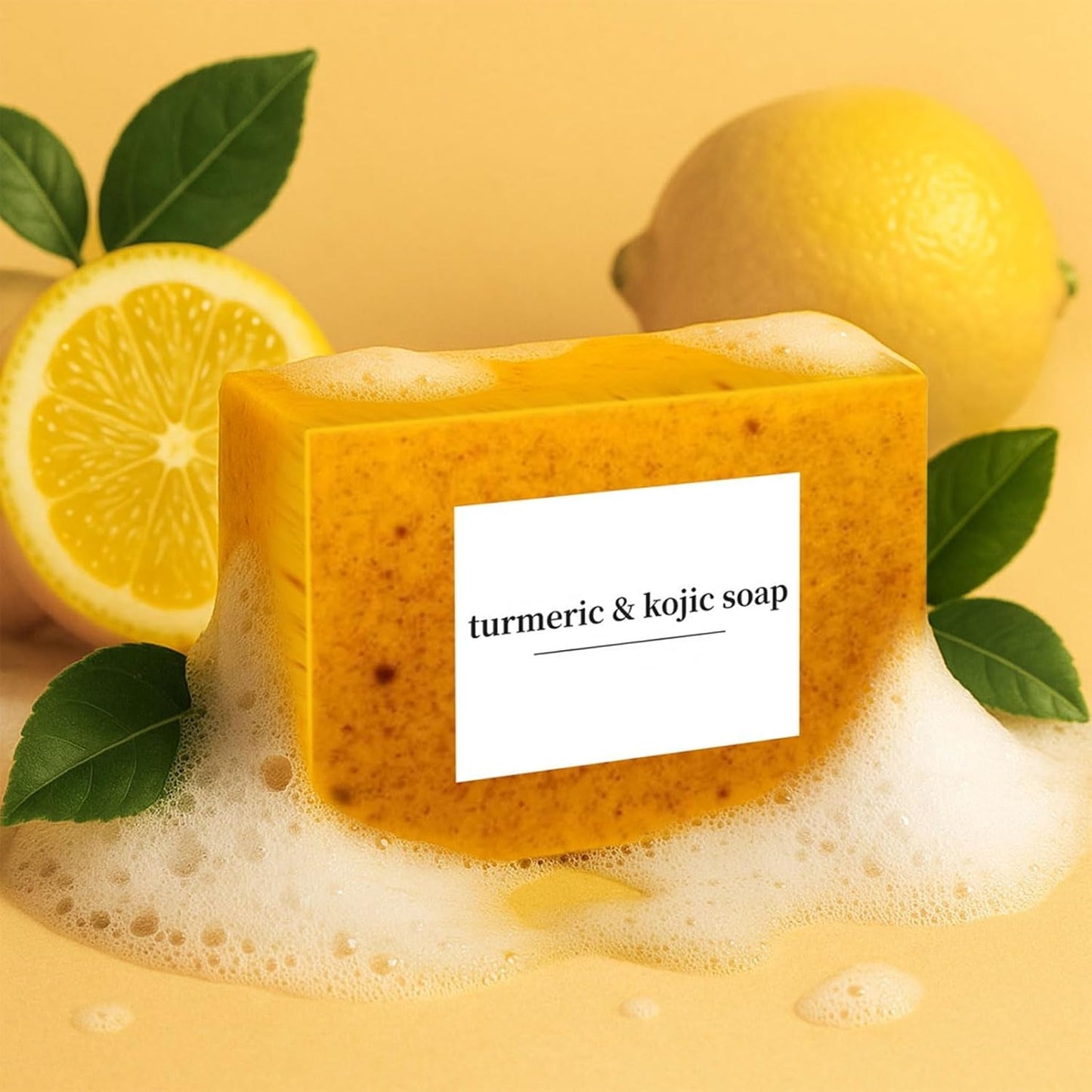 Turmeric Soap for Spot Removal - Organic Honey Lemon Turmeric Kojic Soap Bar for Face and Body, Daily Skin Care for Even Tone and Deep Cleansing Moisturization (3 Pieces)