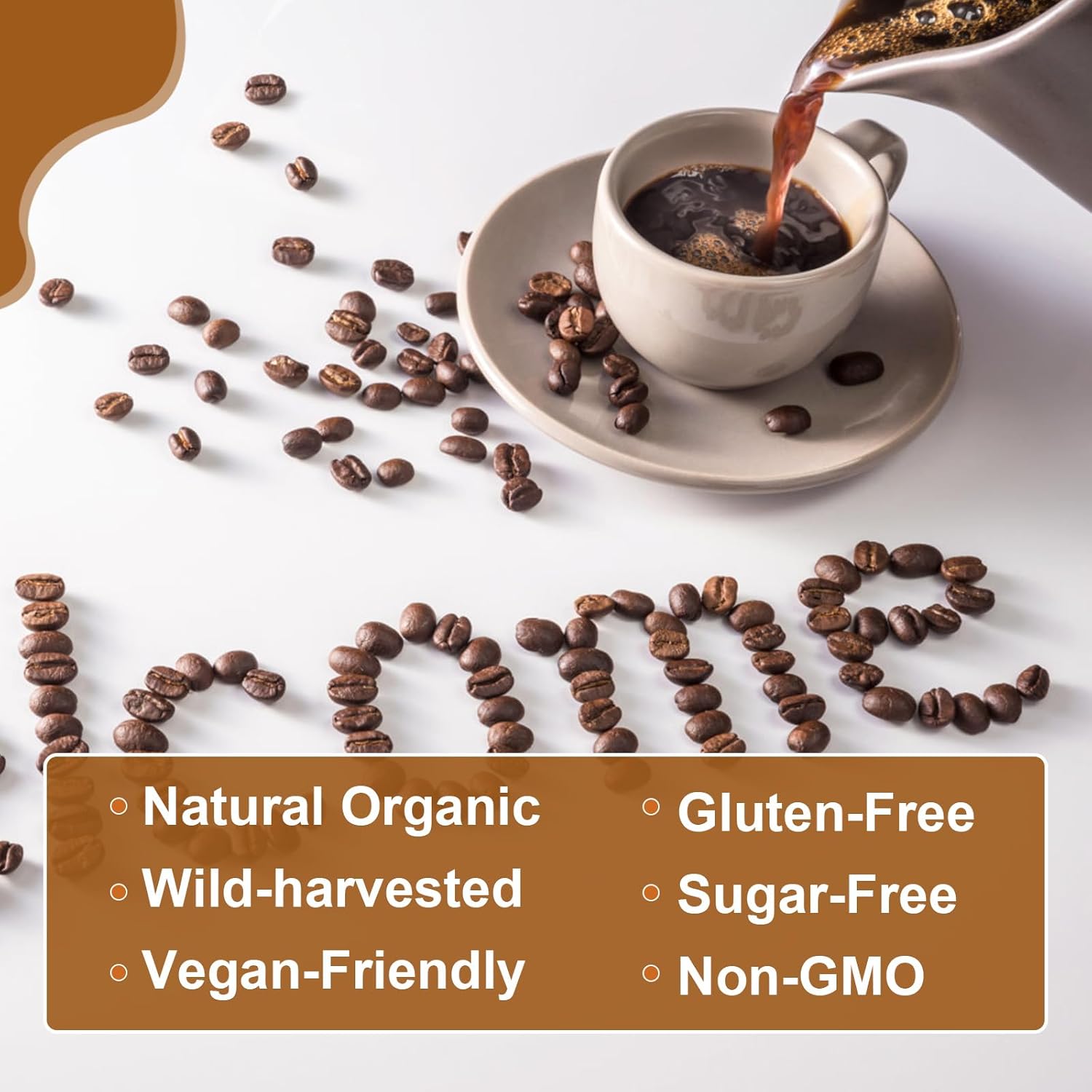 Mushroom Coffee Blend - Instant Coffee with Lion's Mane, Reishi, Chaga, Cordyceps, and Turkey Tail for Enhanced Energy, Mental Clarity, and Cognitive Support