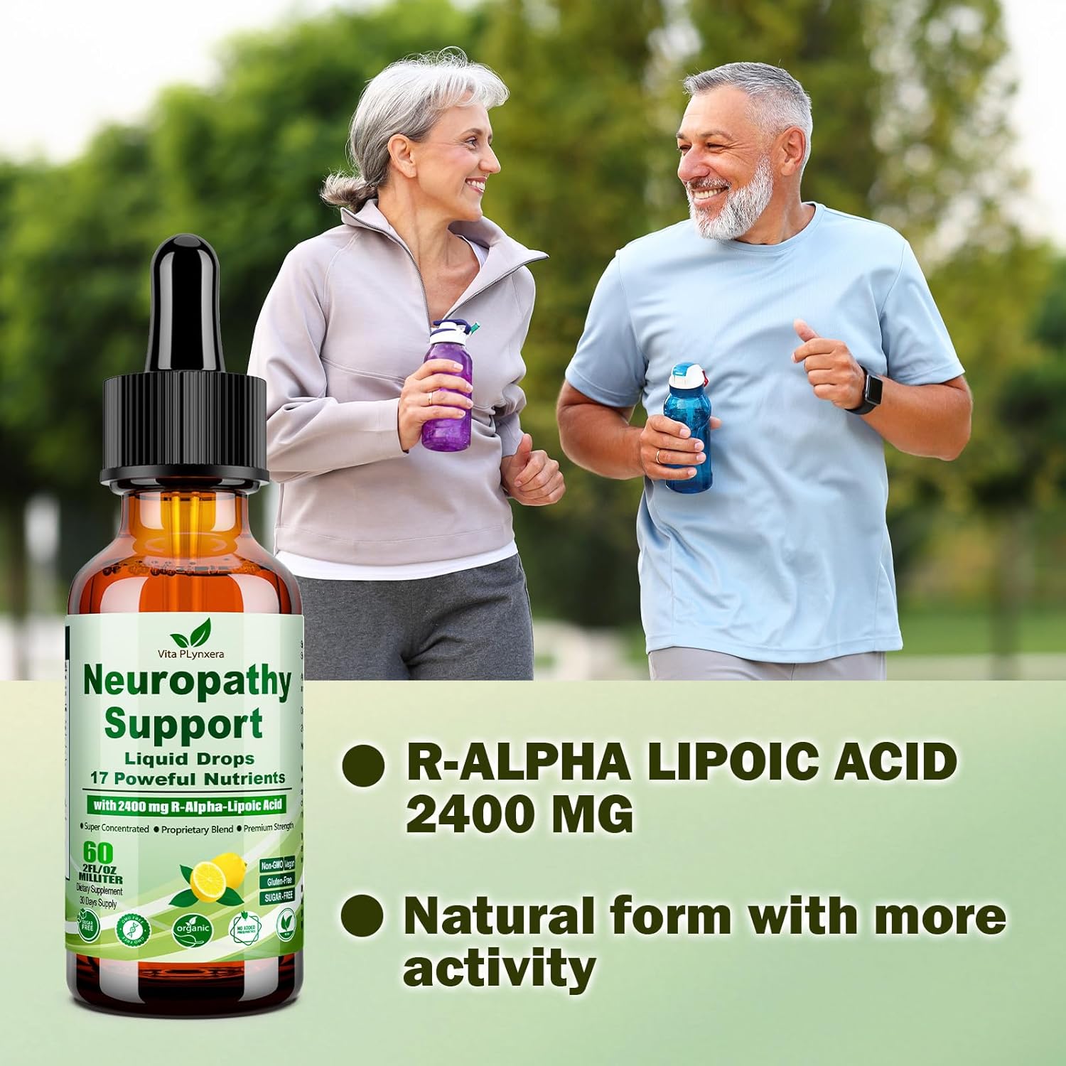 Neuropathy Support Liquid Drops with Advanced 17-In-1 Formula: Stabilized R-Alpha Lipoic Acid, Acetyl L-Carnitine, Vitamin B-Complex, and Magnesium for Enhanced Nerve Health and Antioxidant Energy