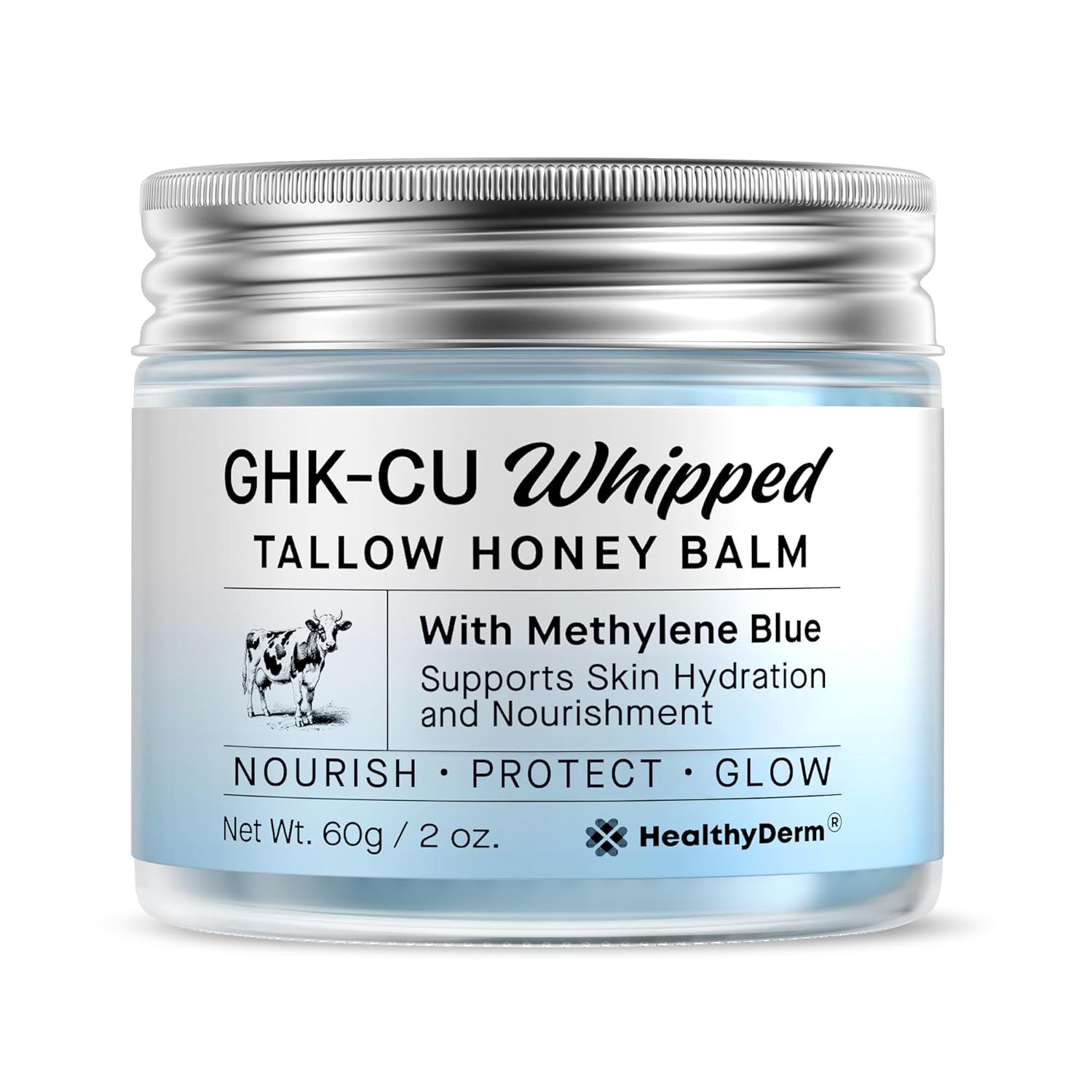 Copper Peptides GHK-Cu Beef Tallow Skin Balm with Methylene Blue, Manuka Honey & Vitamin E – Natural Moisturizer for Mature, Dry & Sensitive Skin – 2 Oz