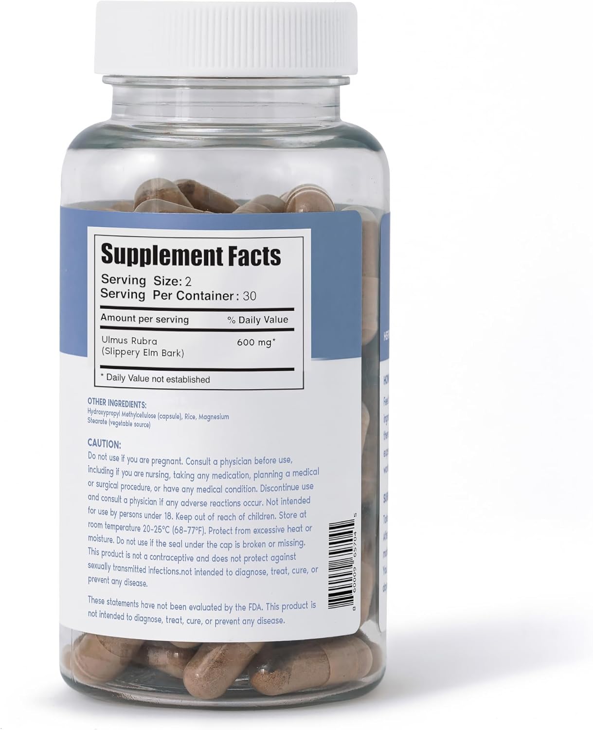 Slippery Elm Capsules for Feminine Wellness and Intimate Moisture Support – 60 Vegan Capsules