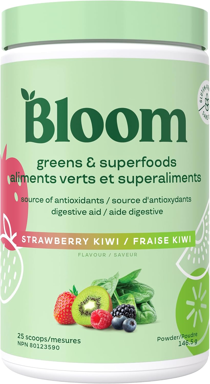 Greens and Superfoods Powder for Digestive Wellness with Digestive Enzymes, Probiotics, Spirulina, and Chlorella - Strawberry Kiwi Flavor, 30 Servings