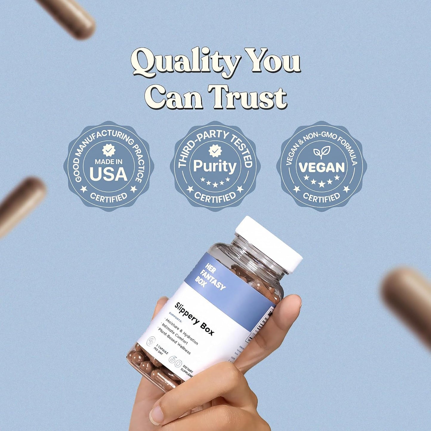 Slippery Elm Capsules for Feminine Wellness and Intimate Moisture Support – 60 Vegan Capsules