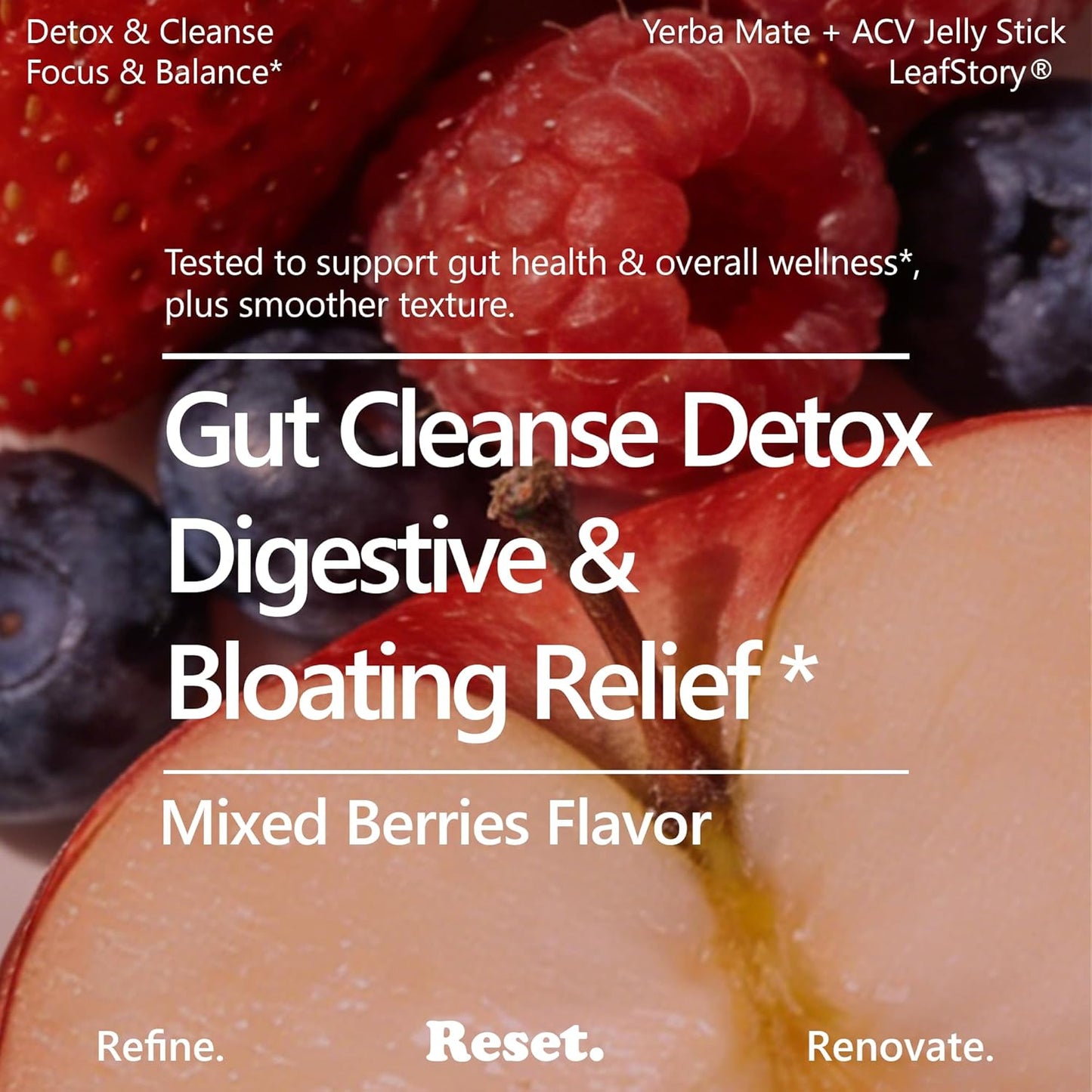 Revitalize Your Health with Our Yerba Mate & ACV Blend Reset Jelly Supplement - 15+2 Sticks for Gut Cleanse, Detox, and Metabolism Support