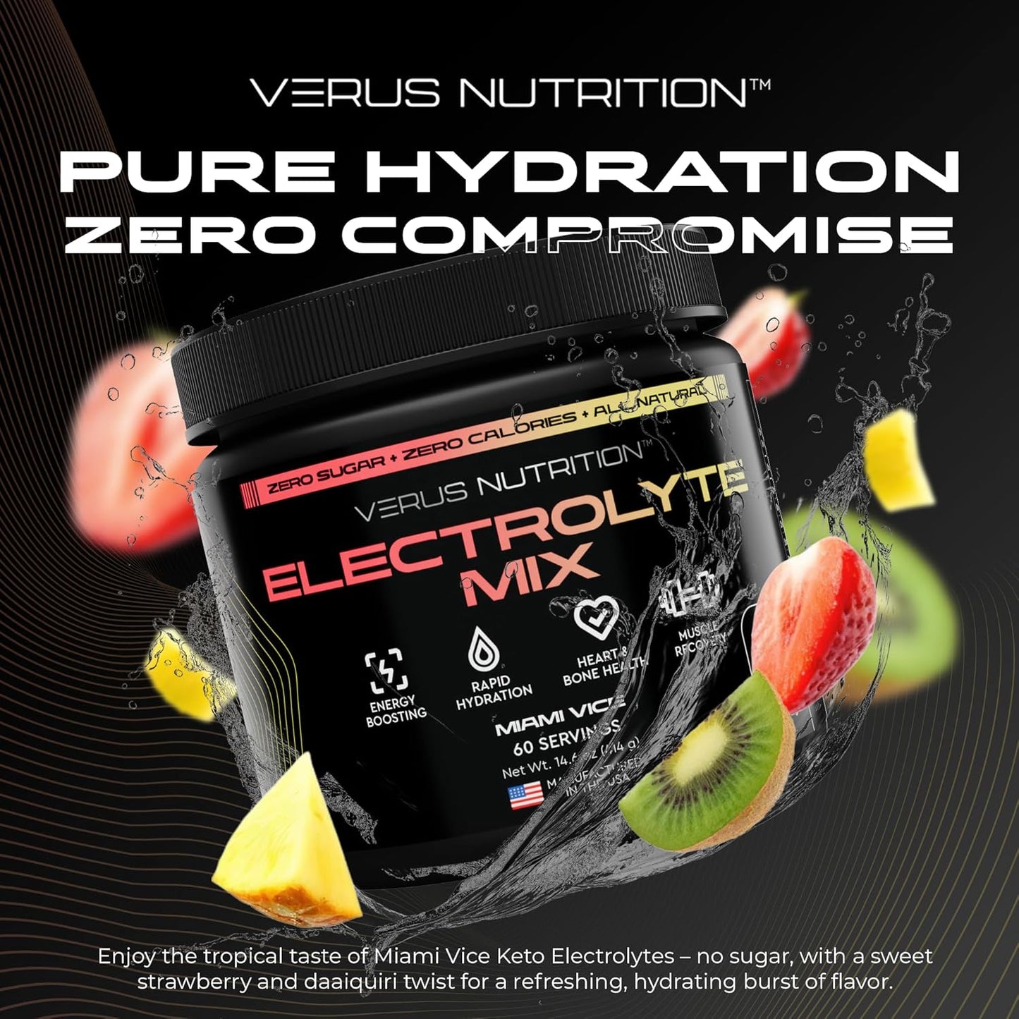 Sugar-Free Electrolyte Powder - Zero Calorie Hydration Mix for Fasting, Keto, and Vegan Diets | Natural Ingredients, 60 Servings