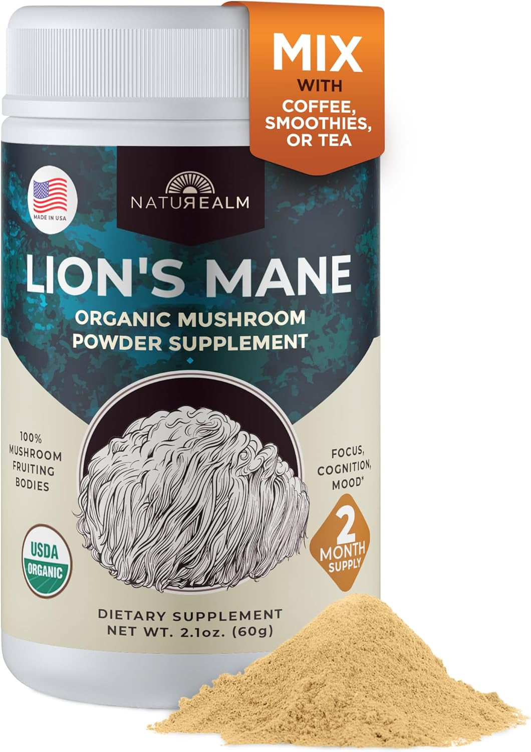 Sacred 7 Mushroom Powder Supplement - 7-in-1 Blend (7 Month Supply) | Immune Support, Cognitive Enhancement, and Energy Boost | Coffee Additive | Organic 100% Fruiting Body Extract of Lion's Mane, Reishi, and Chaga