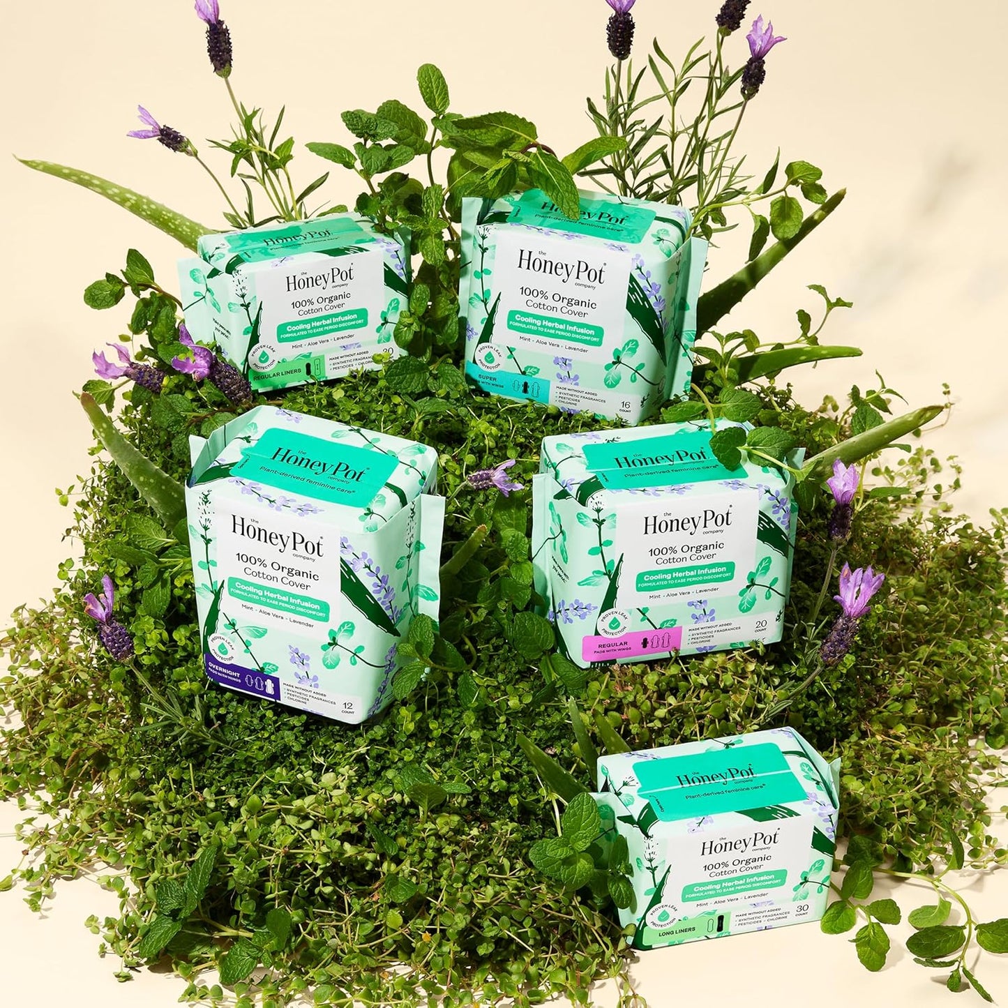 Herbal Everyday Panty Liners for Women - 120 Count, Infused with Essential Oils for a Refreshing Cooling Effect and Soft Organic Cotton Cover