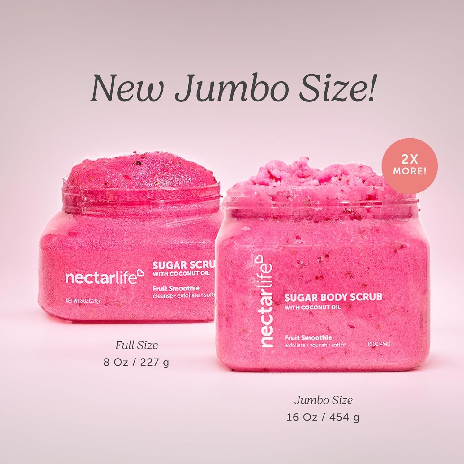 Nectar Life Exfoliating Sugar Scrub - Revitalize Your Skin with Coconut Oil & Shea Butter, Perfect Pre-Shave Exfoliator in Fruit Smoothie Scent (16 Ounce)